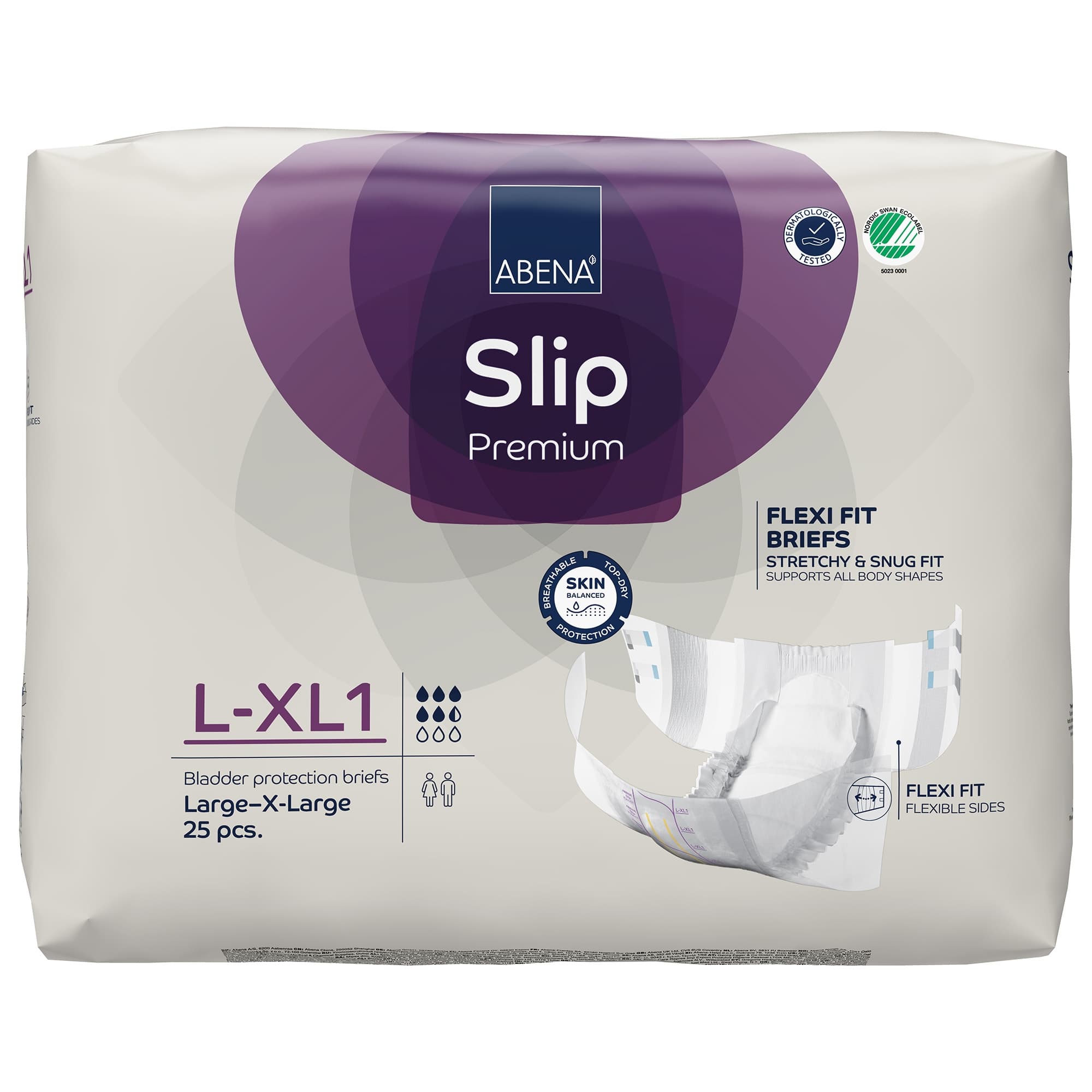 Abena Slip Premium Flexi Fit Briefs, Level 1, Large-Extra Large - Package of 25 - Image 1