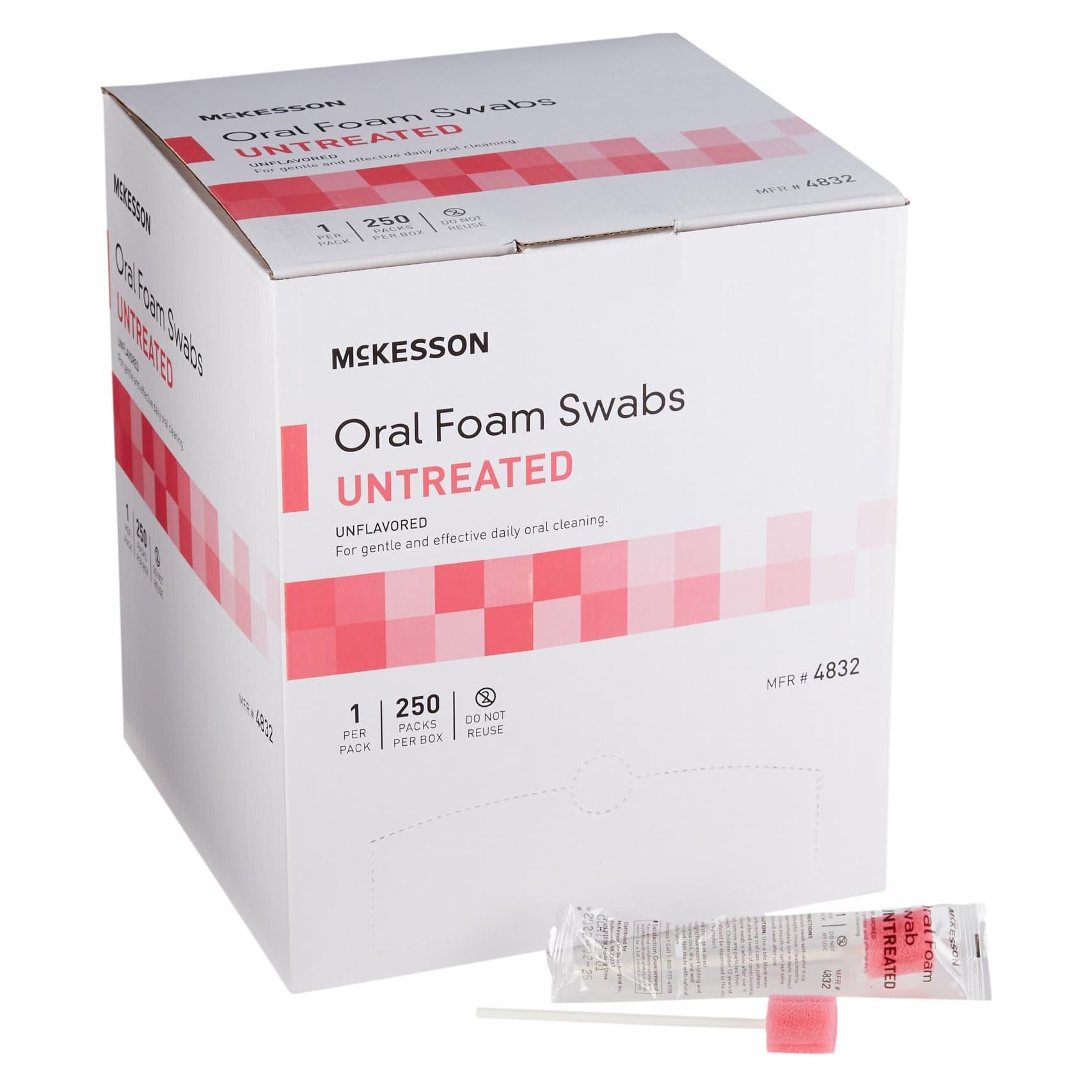 Mckesson Untreated Oral Foam Swabsticks - Box of 250 - Image 1