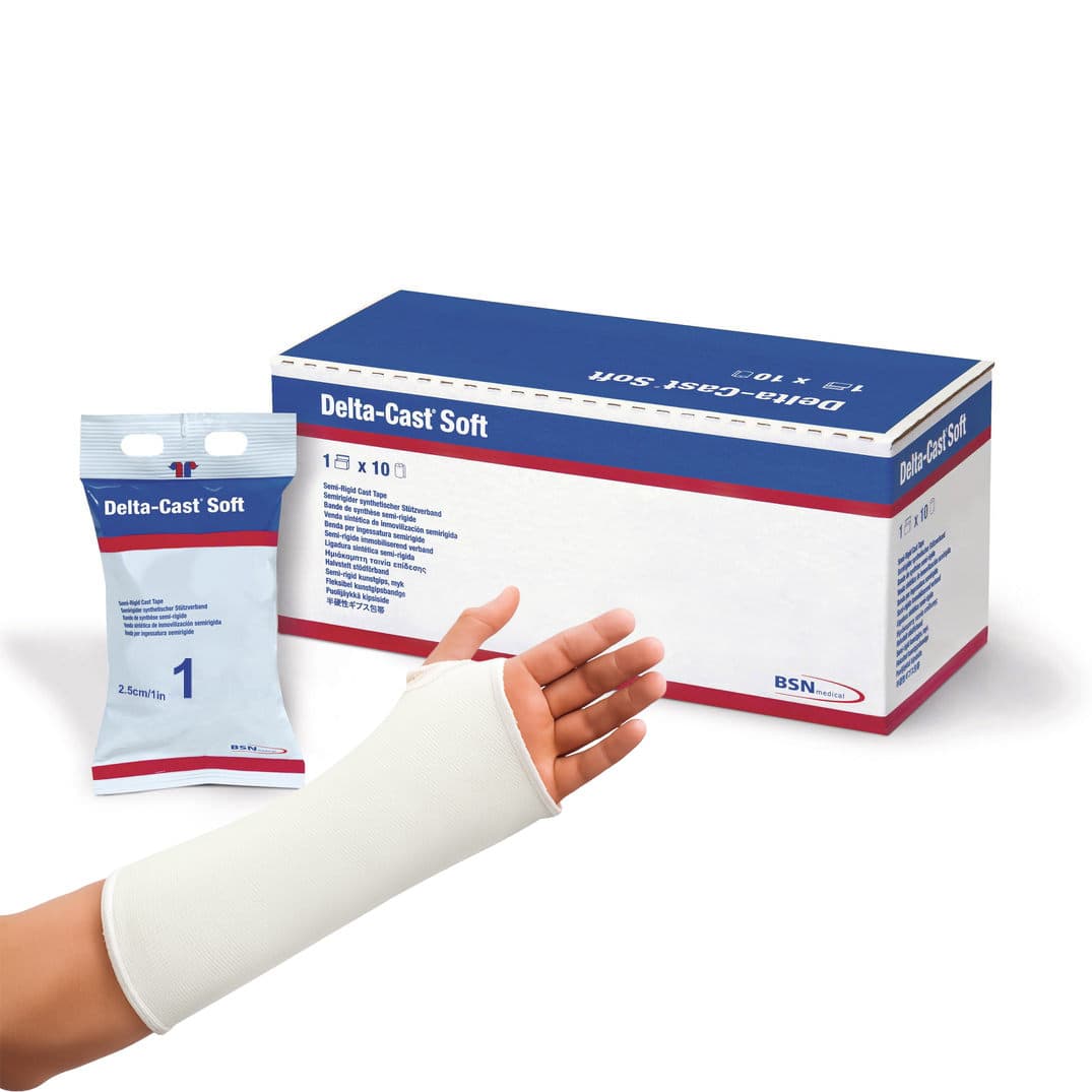 Delta-Cast Soft Polyester Cast Tape, White, 1 Inch x 6 Foot - Box of 10 - Image 1