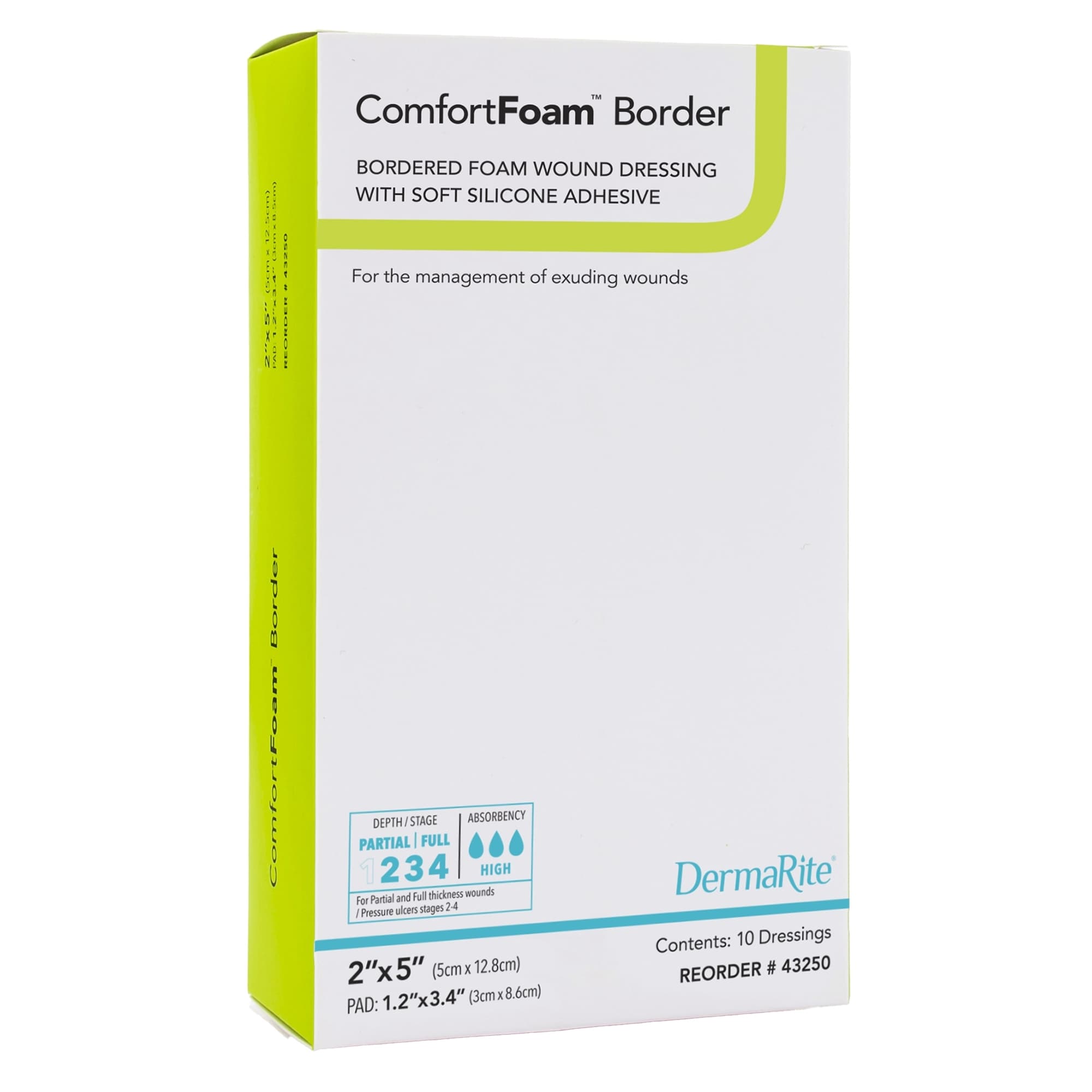 ComfortFoam Border Self-adherent Silicone Foam Dressing with Border, 2 x 5 Inch - Box of 10 - Image 1