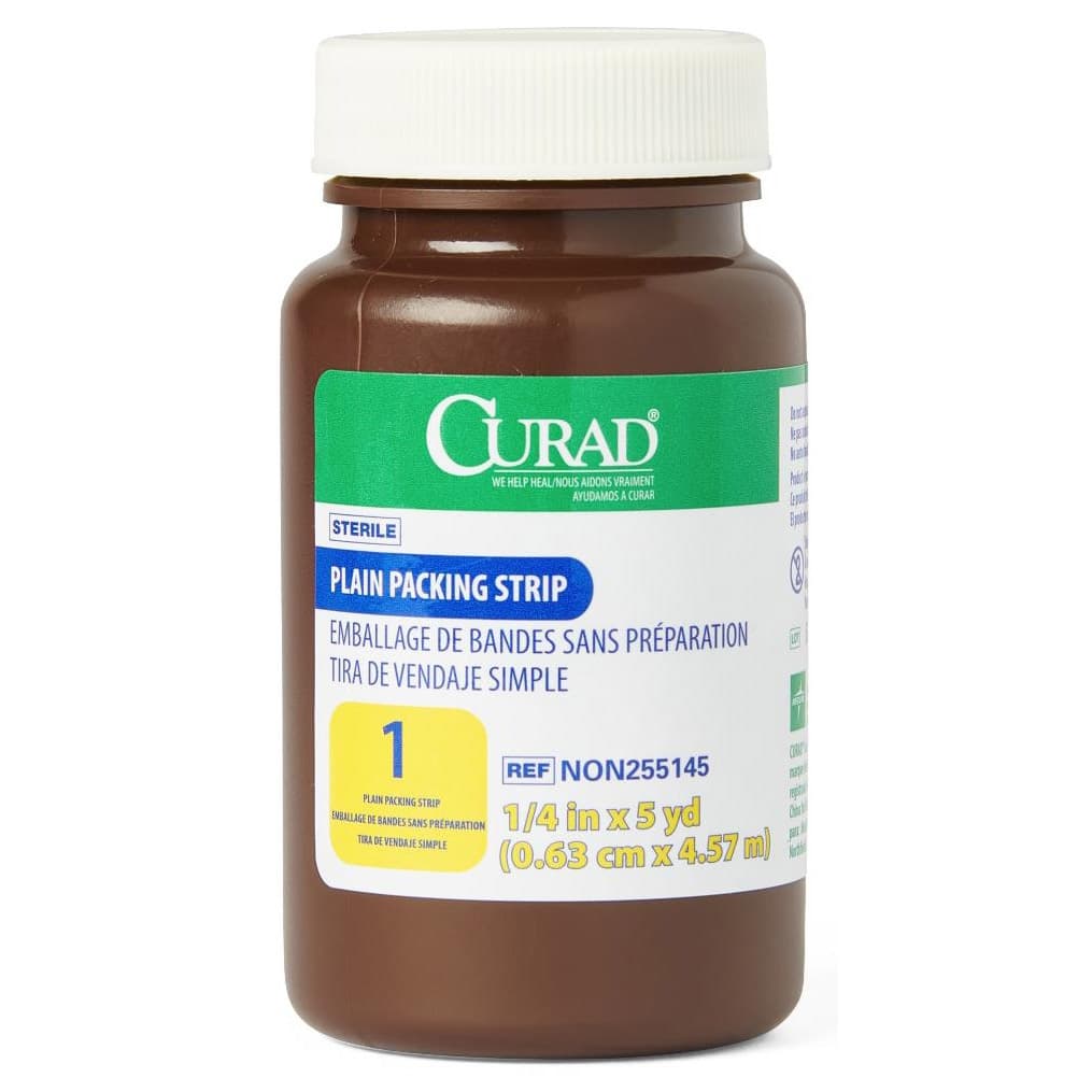 Curad Sterile Plain Packing Strip, 1/4 Inch x 5 Yard - Case of 12 - Image 1
