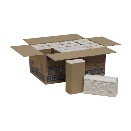 Pacific Blue 1-Ply Basic Paper Towel, White, 9-1/5 x 9-2/5 Inch - Case of 4000 - Image 1