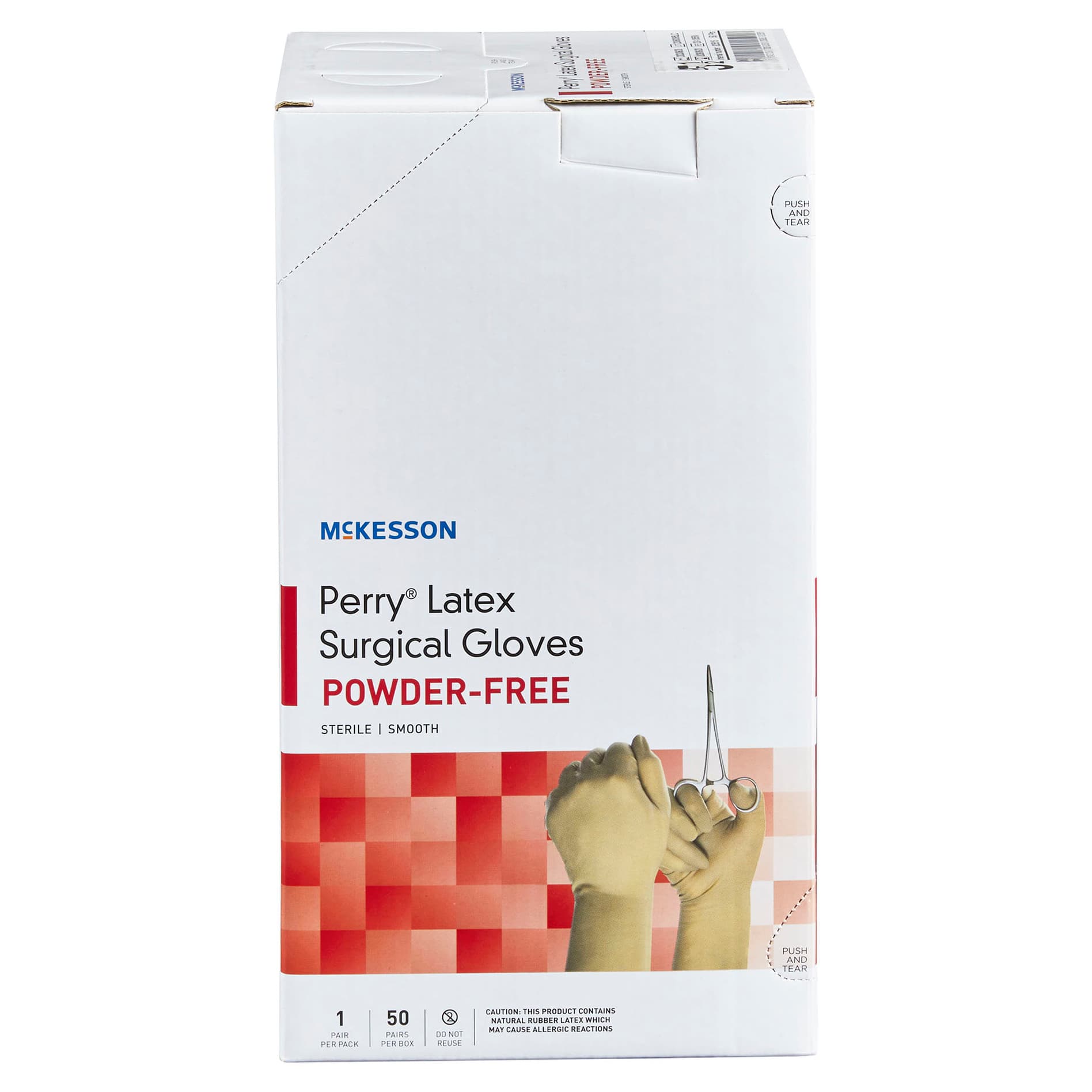 McKesson Perry Latex Powder Free Surgical Glove, Size 5.5, Cream - Box of 100 - Image 1