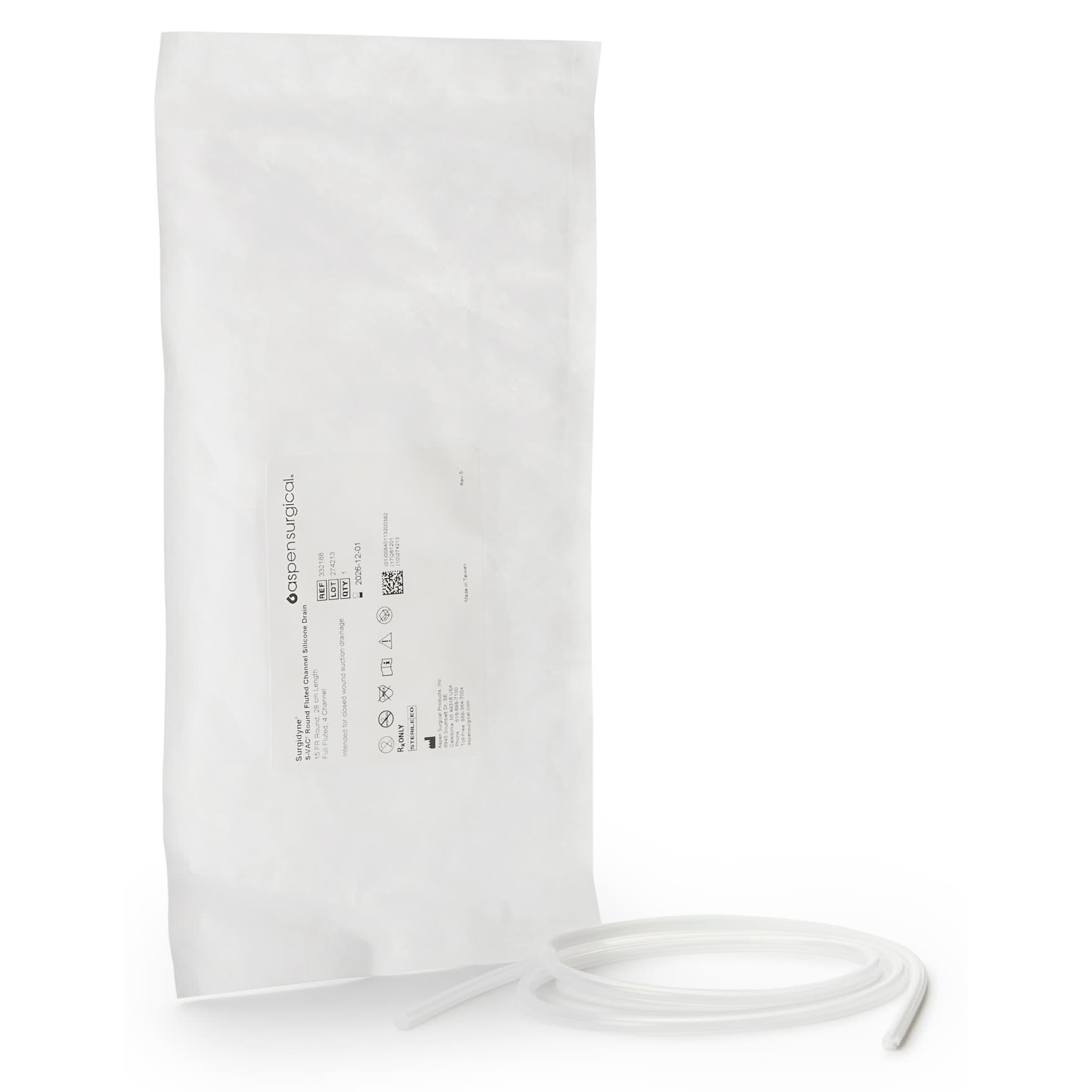 S-Vac Wound Drain Tube Without Attachment 4 Channel 15 Fr. Sterile - Case of 10 - Image 1