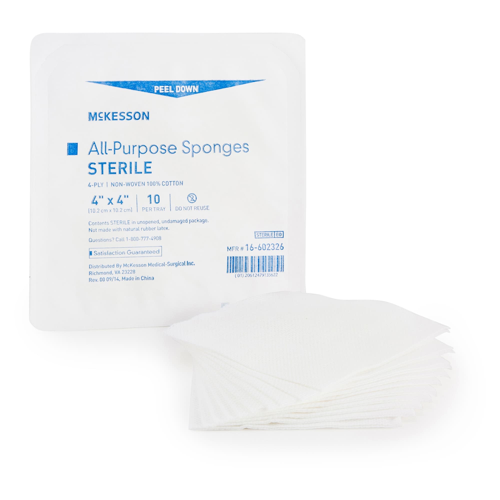McKesson Nonwoven Sponge White 4-Ply Square Sterile, 4 X 4 Inch - Case of 960 - Image 1