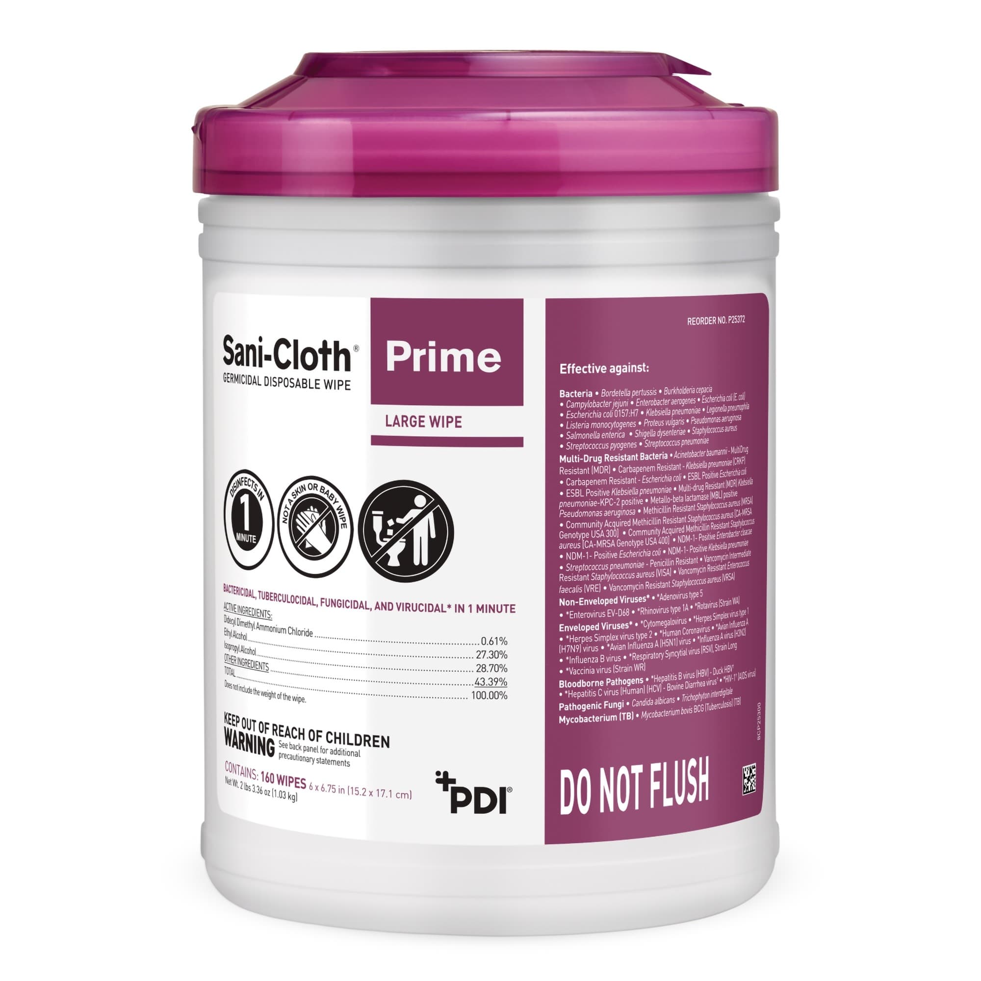 Sani-Cloth Prime Germicidal Disposable Wipes, Canister, Large - Case of 1920 - Image 1