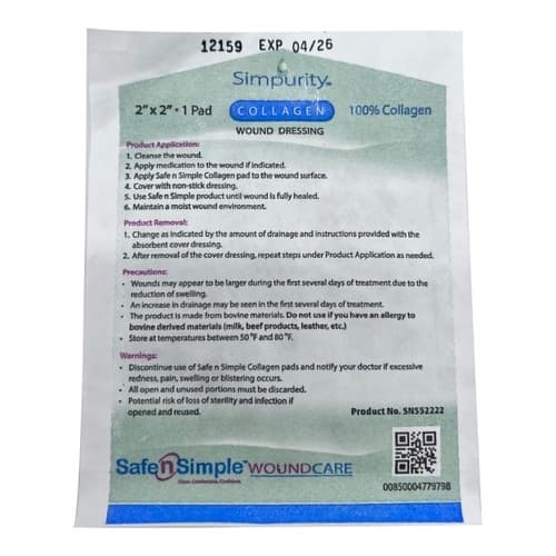 Simpurity Collagen Wound Dressing, 2 x 2 Inch - Each - Image 1
