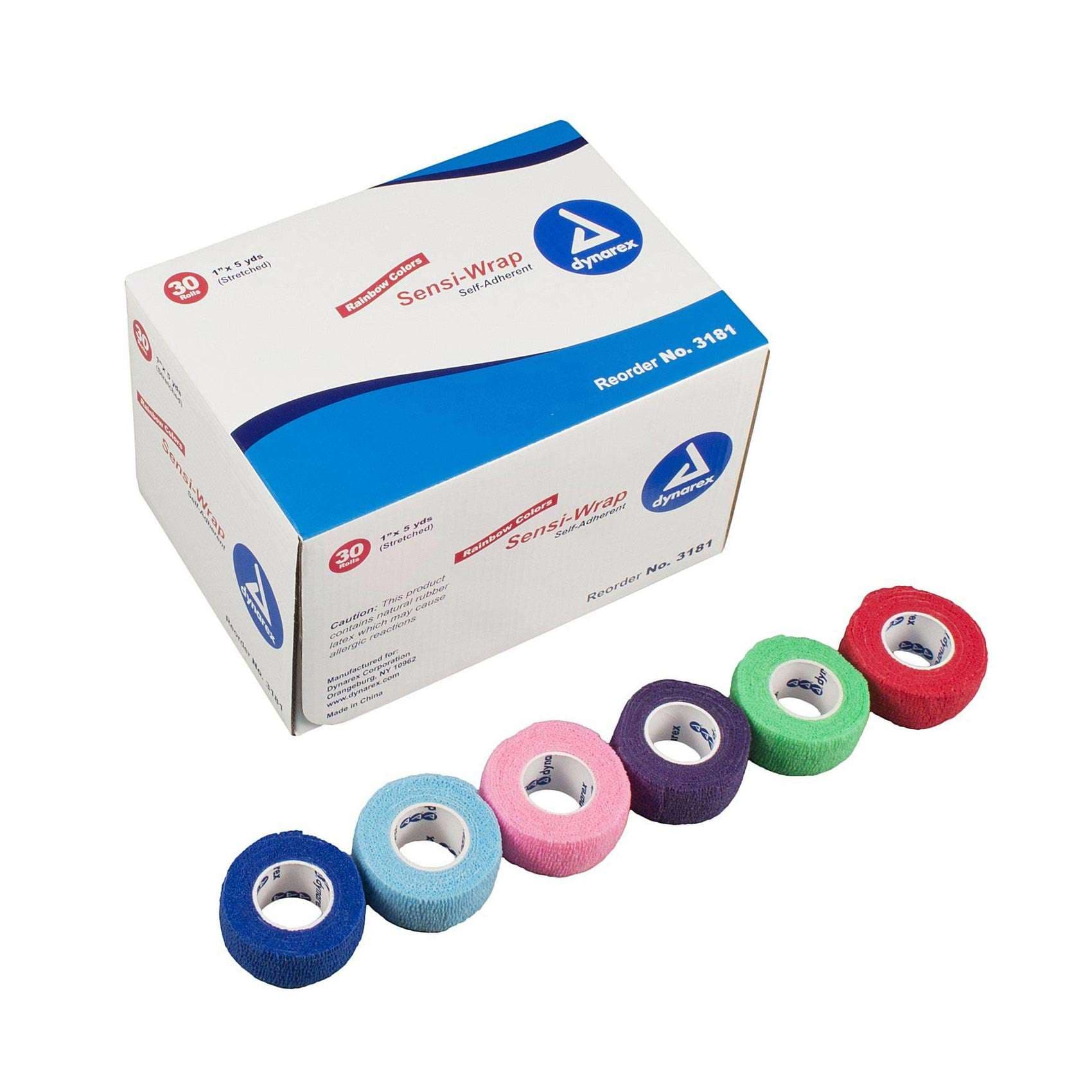Dynarex Sensi-Wrap Self-Adherent Bandage, Assorted Color, 1 Inch x 5 Yard - Case of 30 - Image 1