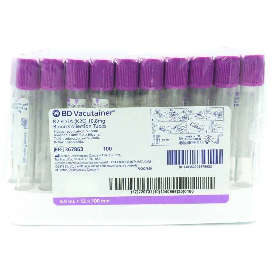BD Vacutainer K2 EDTA Blood Collection Tube, Lavender, 6 mL - Case of 1000 - Image 1