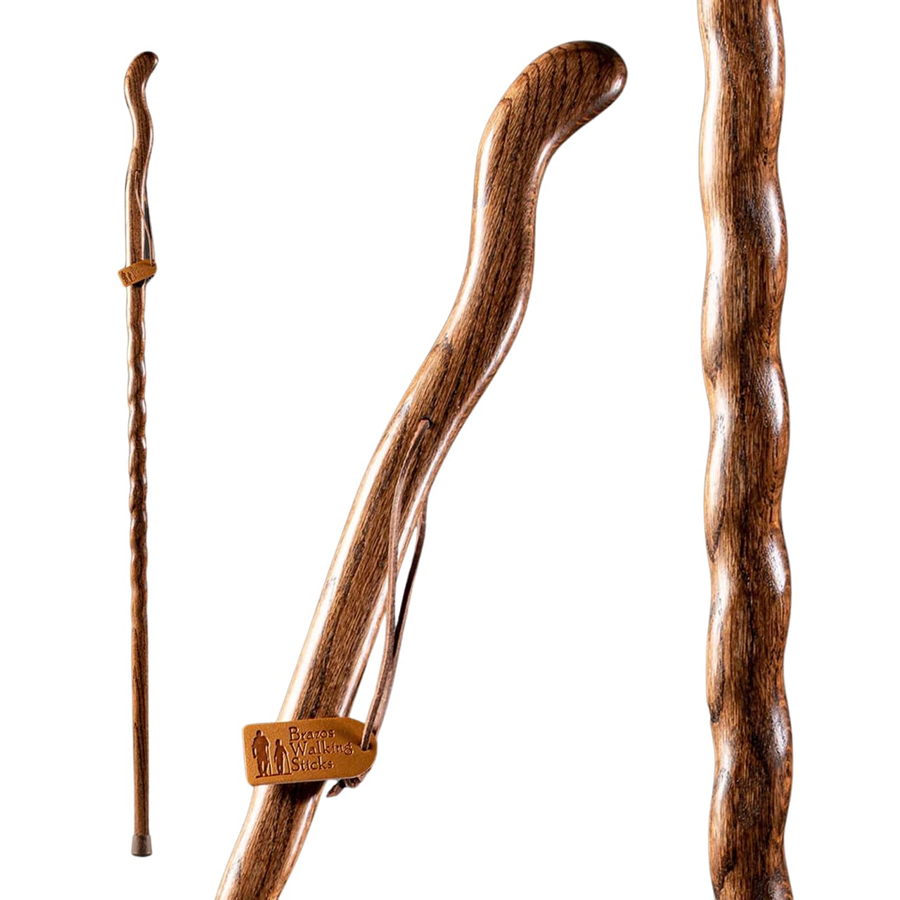 Mabis Brazos Twisted Oak Fitness Handcrafted Walking Stick, 58 Inch, Brown - Each - Image 1