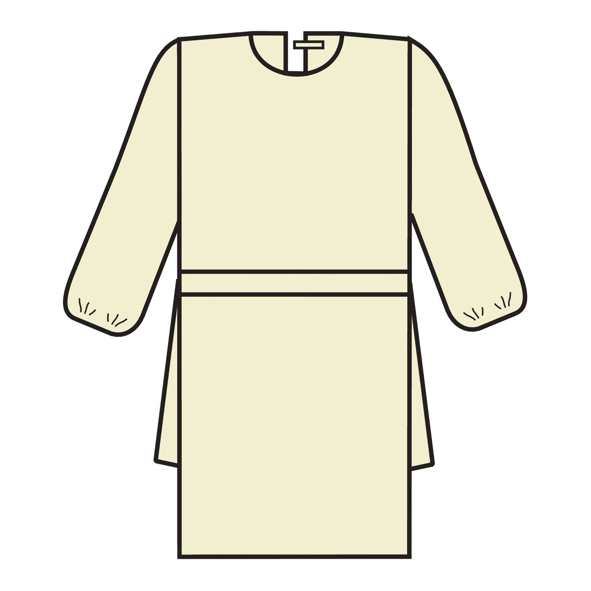 Halyard Tri-Layer AAMI Level 2 Protective Procedure Gown, Yellow, Large - Case of 100 - Image 1