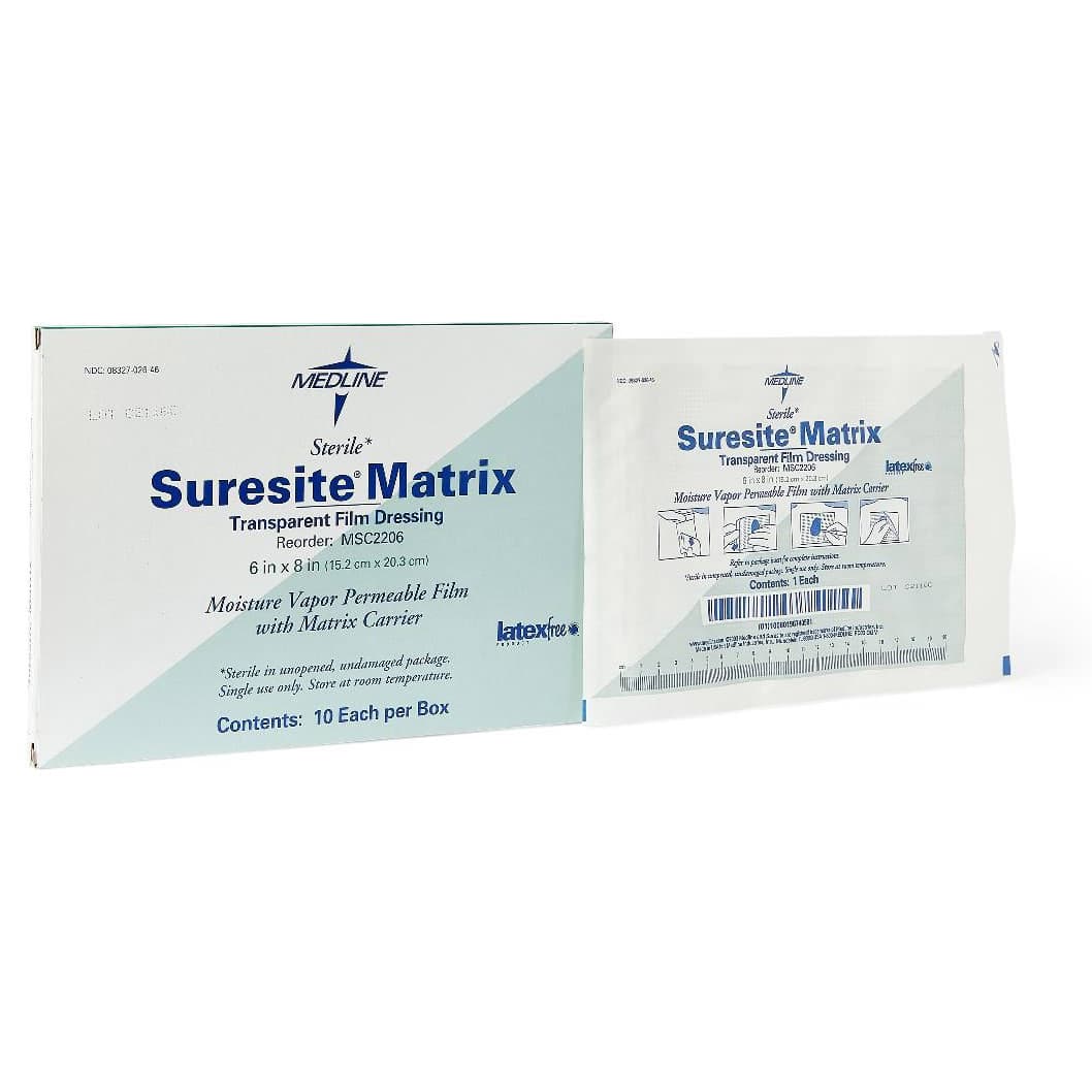 Suresite Matrix Transparent Film Dressing, Sterile, 6 x 8 Inch - Box of 10 - Image 1