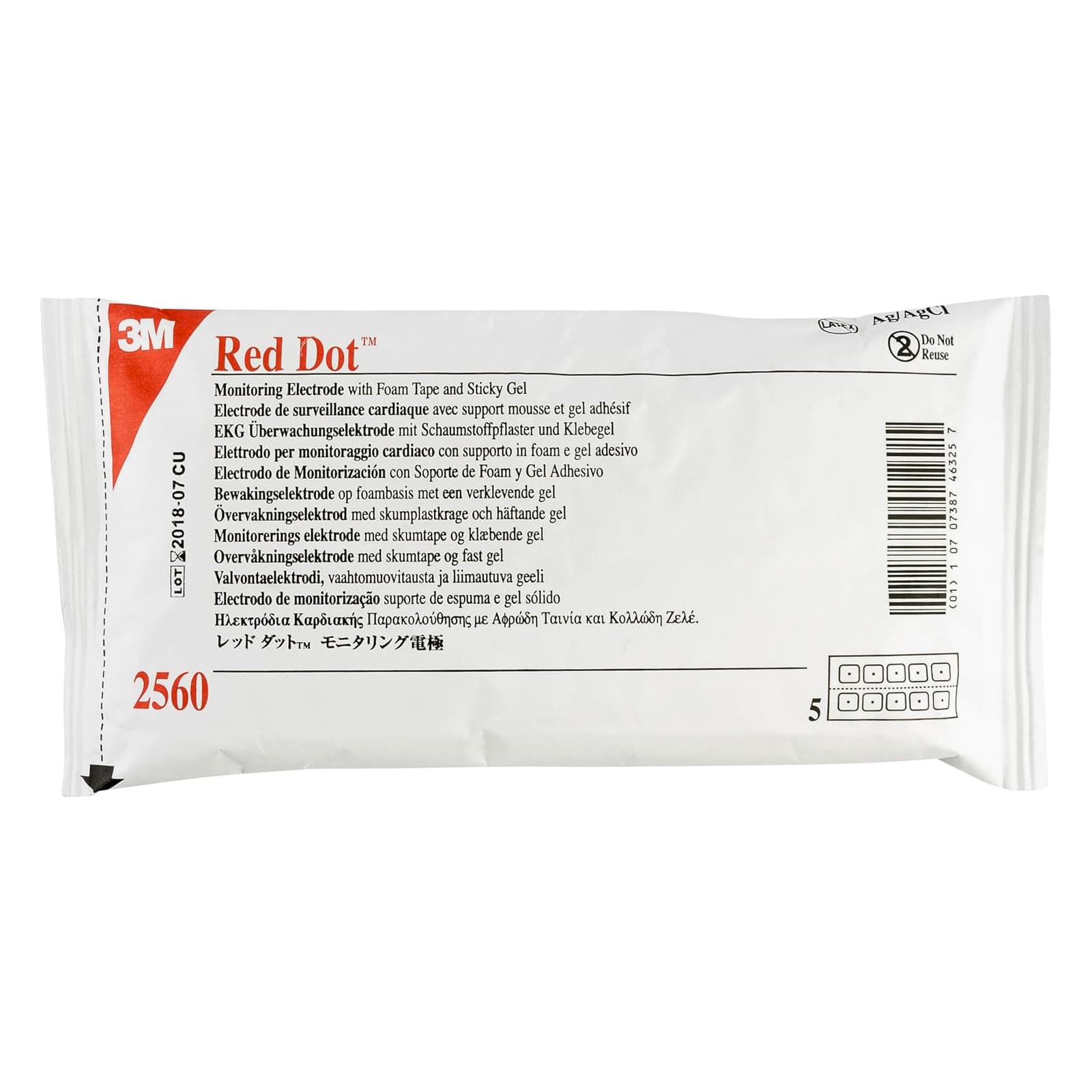 3M Red Dot ECG Monitoring Electrode, Foam Backing - Image 2