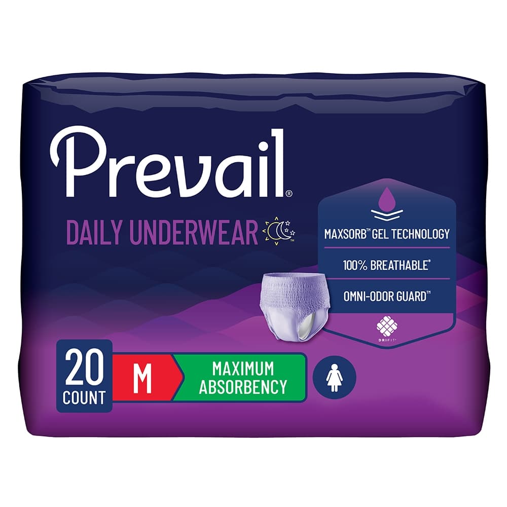 Prevail Daily Absorbent Underwear for Women, Medium - Package of 20 - Image 1
