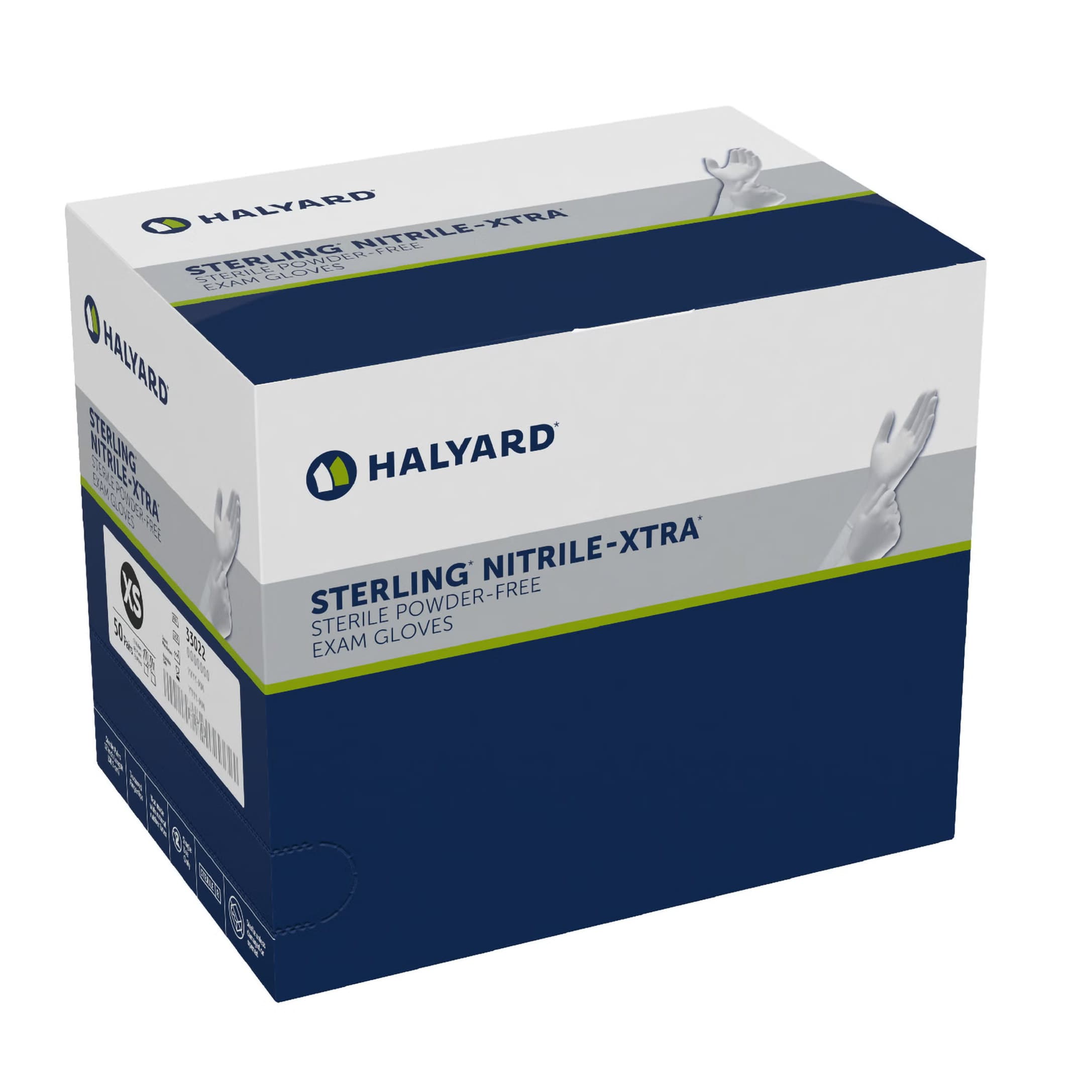 Halyard Sterling Nitrile-Xtra Sterile Exam Gloves Nitrile, X-Small - Case of 200 - Image 1