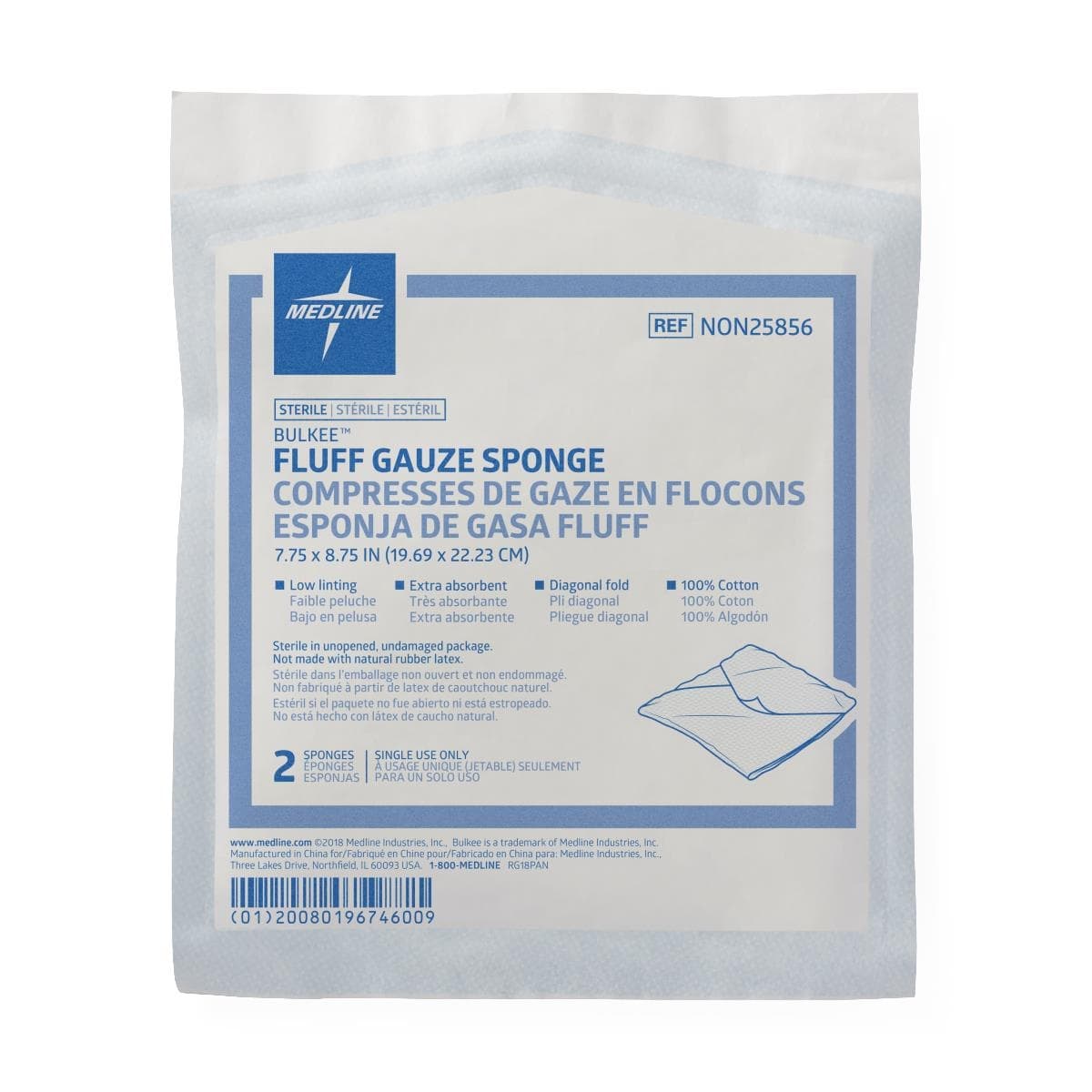 Medline Bulkee II Extra Absorbent Super Fluff Sponge, 7.75 x 8.75 Inch - Package of 2 - Image 1