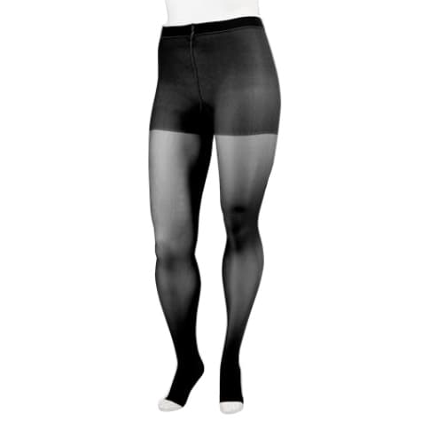 Juzo Naturally Sheer Compression Pantyhose, 15-20 mmHg, Short, Open Toe, Black, Extra Large - Pair - Image 1