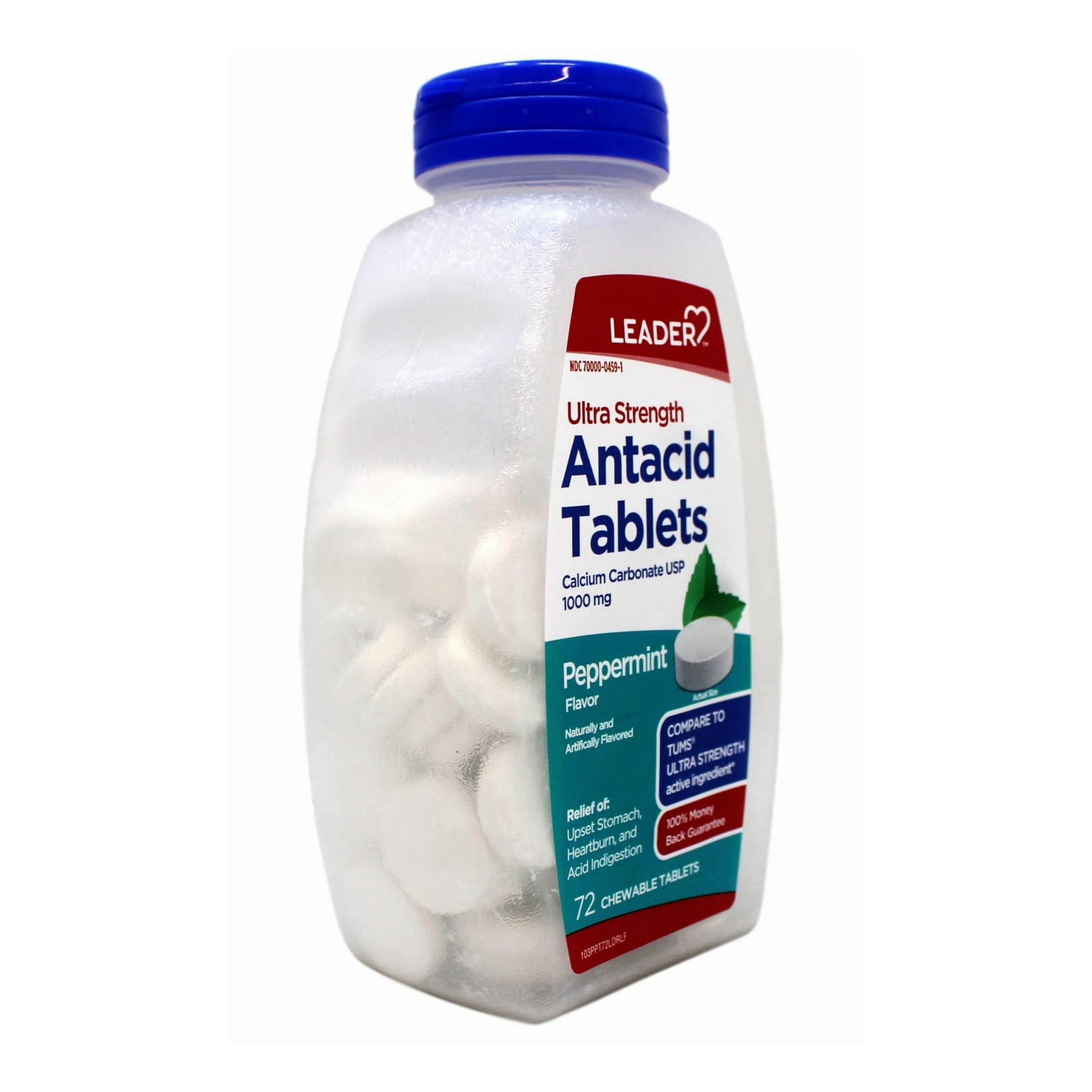 Leader Ultra Strength Antacid, Chewable Tablets, Peppermint, 1000 mg, 72 Count - Each - Image 2