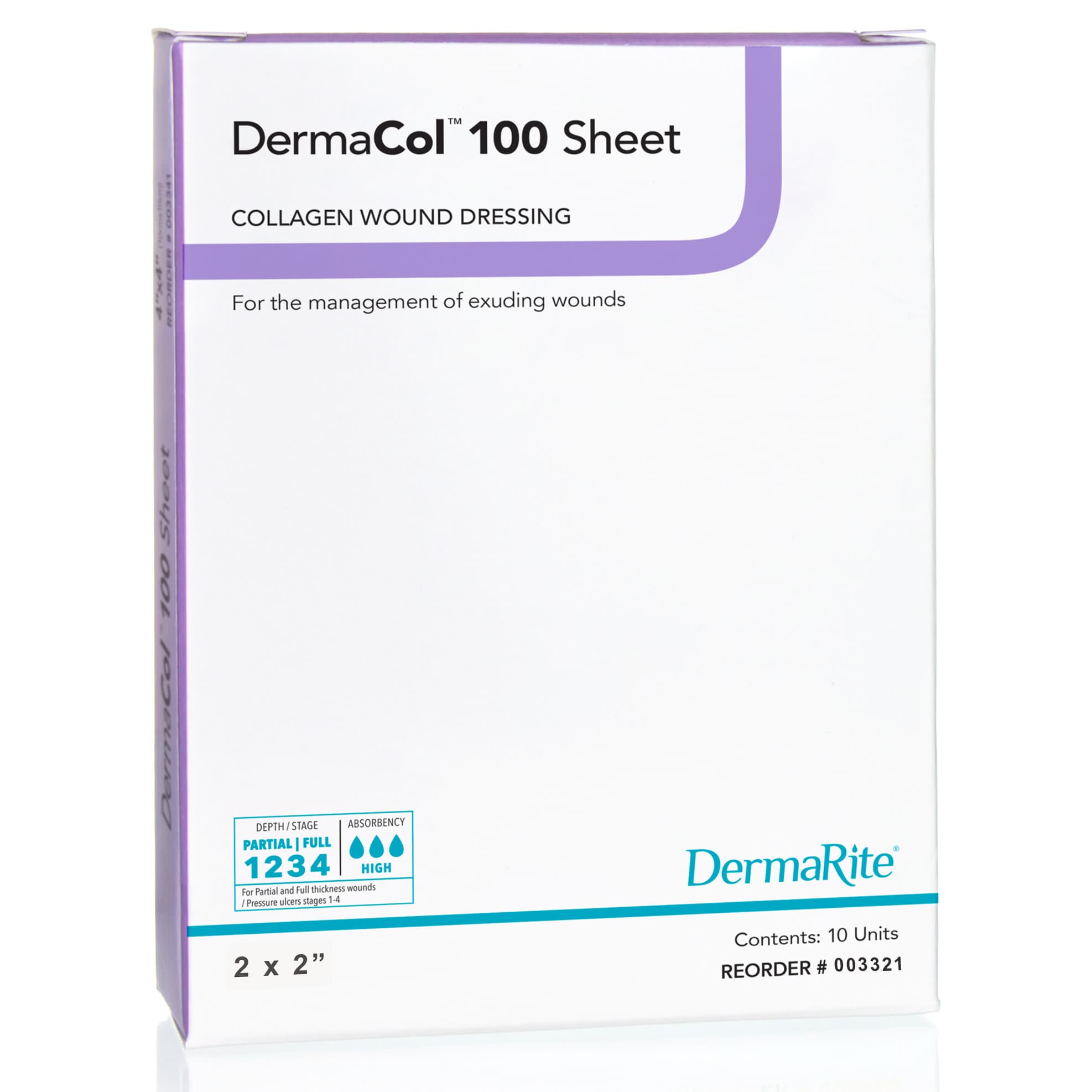 DermaCol 100 Sheet Collagen Wound Dressing, 2 x 2 Inch - Box of 10 - Image 1