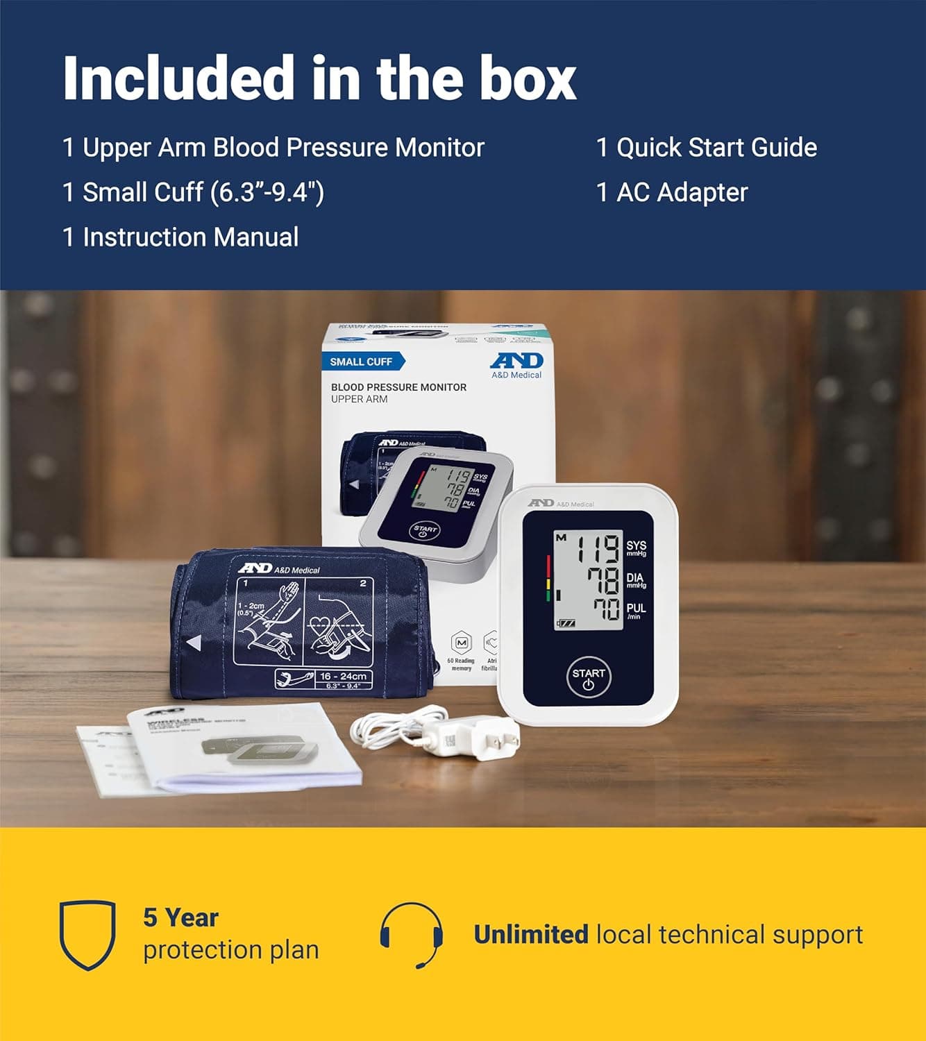 A&D Medical Essential Small Arm Cuff Blood Pressure Monitor - Image 3