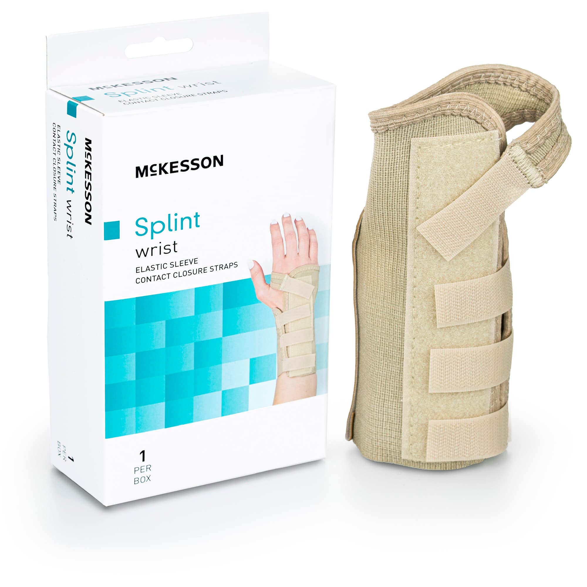 McKesson Wrist Brace Beige, Up to 5-1/2 Inch Wrist, X-Small, Left Hand - Each - Image 1