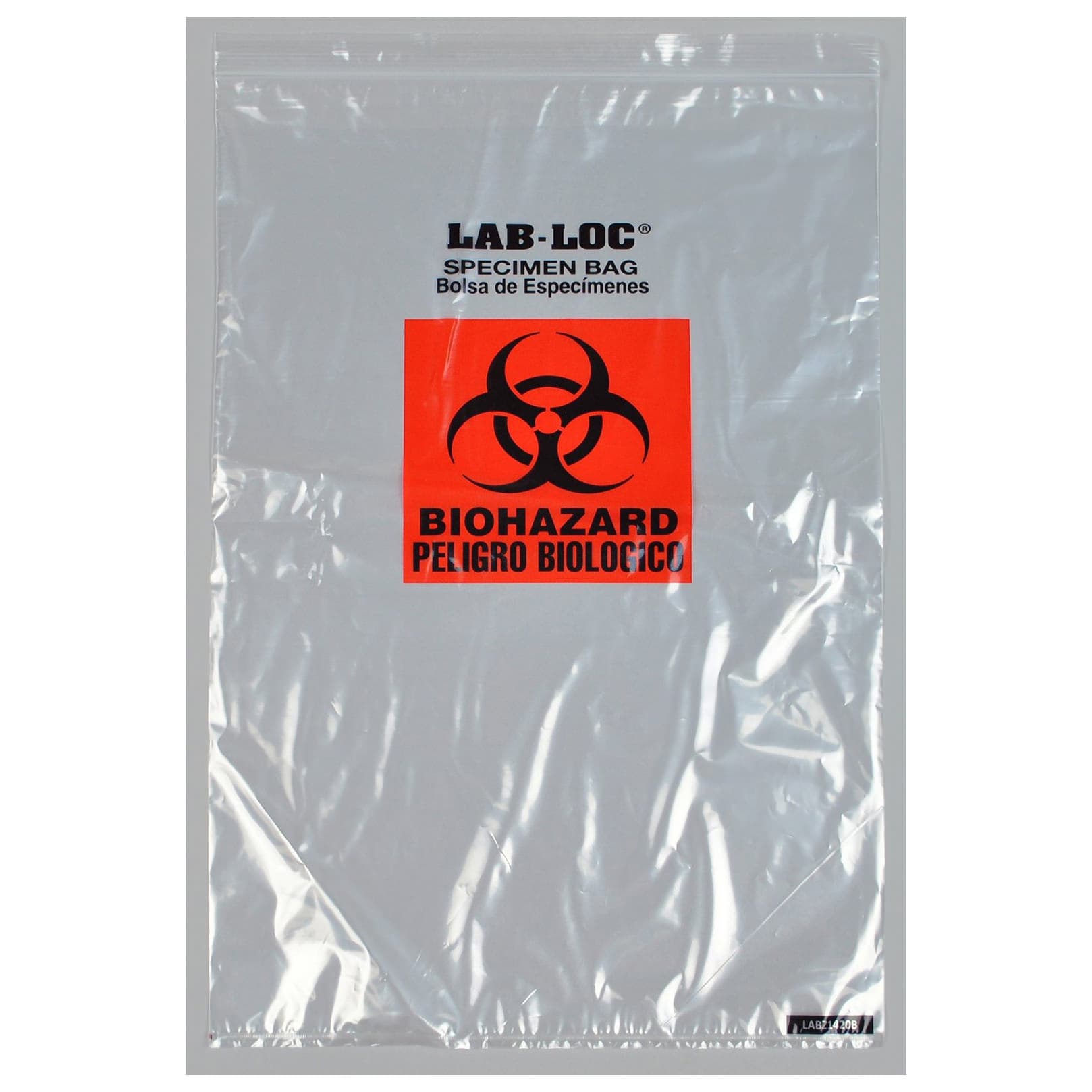 Lab-Loc Specimen Transport Bag with Document Pouch, 2 mil, 14 x 20 Inch - Case of 250 - Image 1