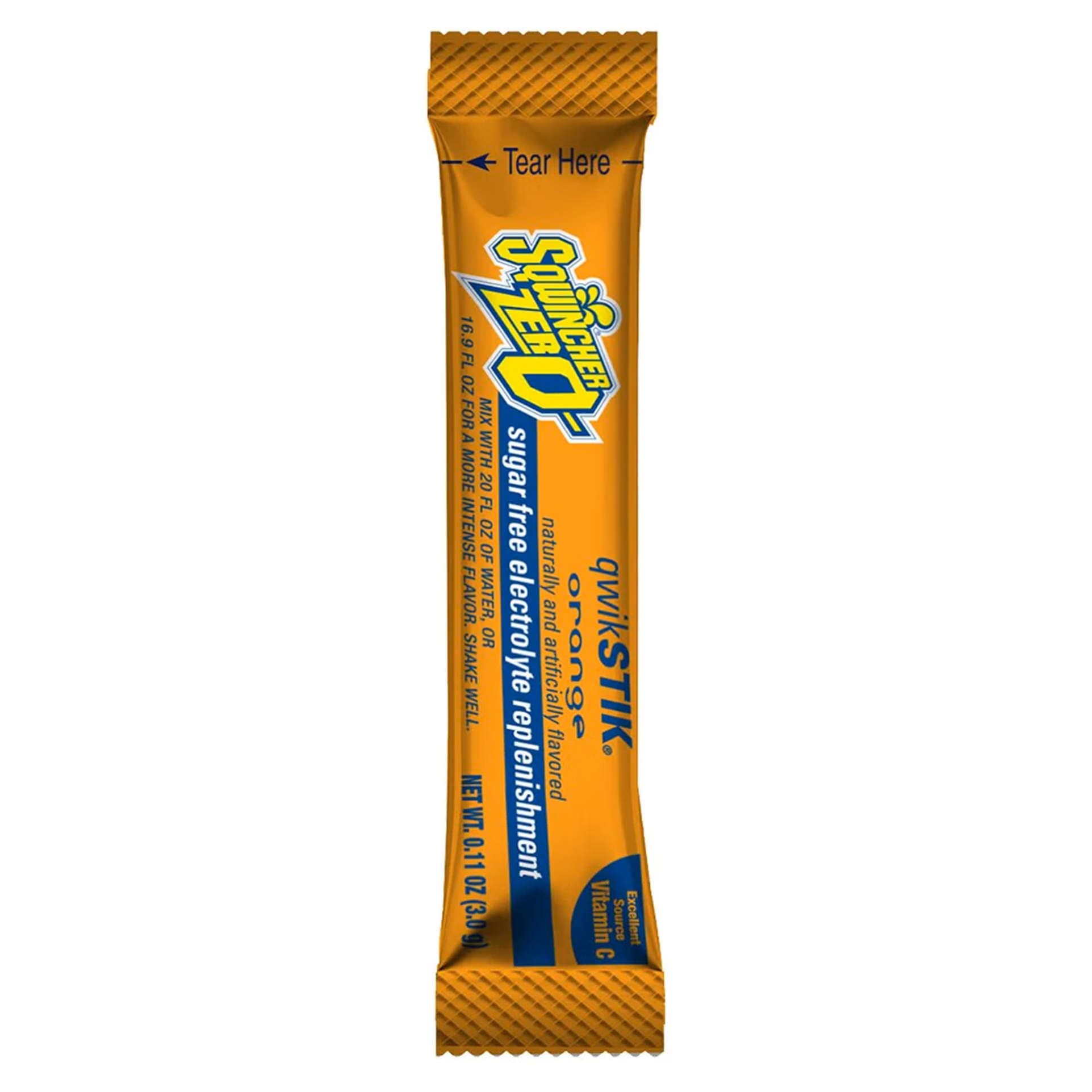 Sqwincher Quik Stik Zero Electrolyte Replenishment Drink Mix,Orange - Package of 50 - Image 1