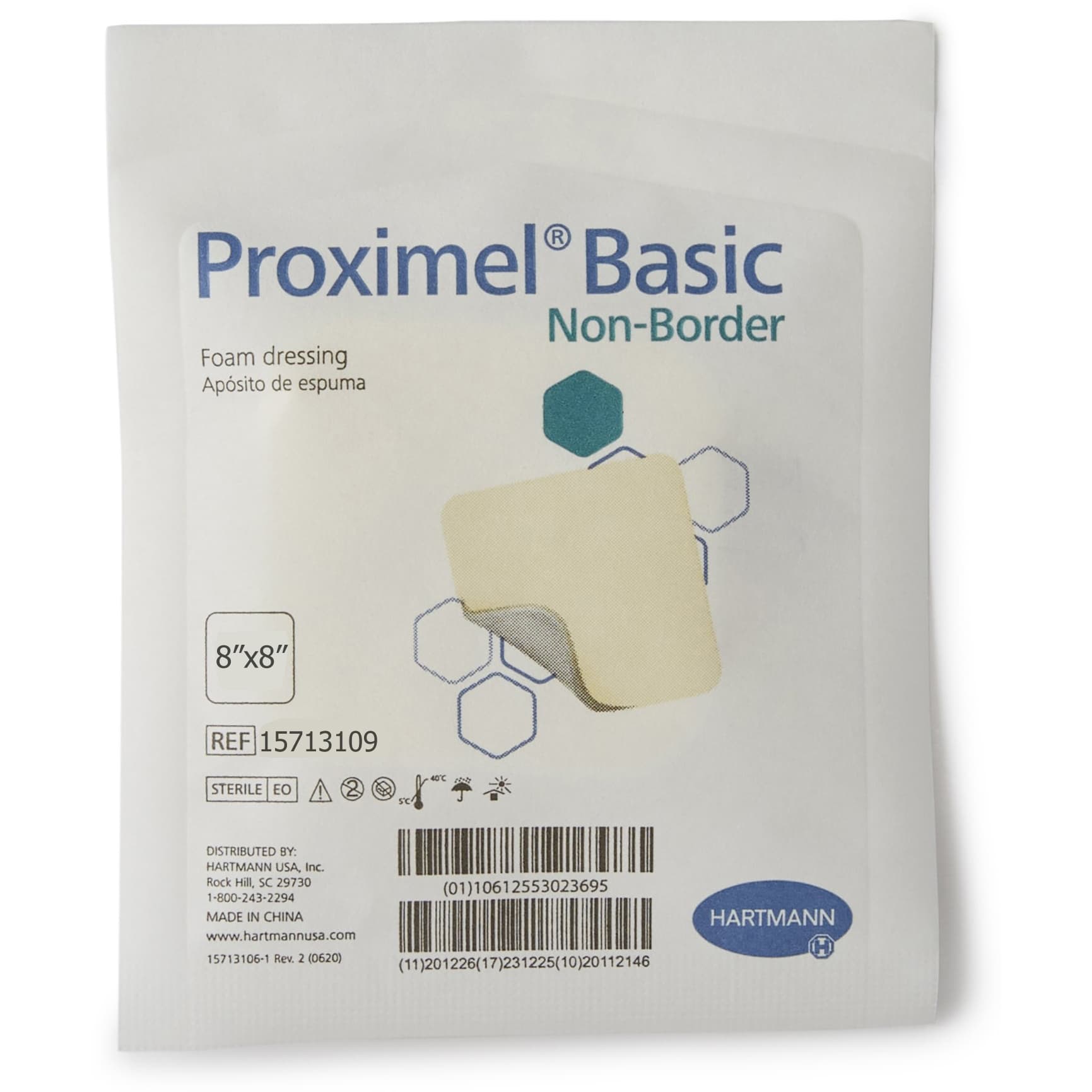 Proximel Basic Non-Border Two-Layer Polyurethane Foam Dressing, 8 X 8 Inch - Each - Image 1