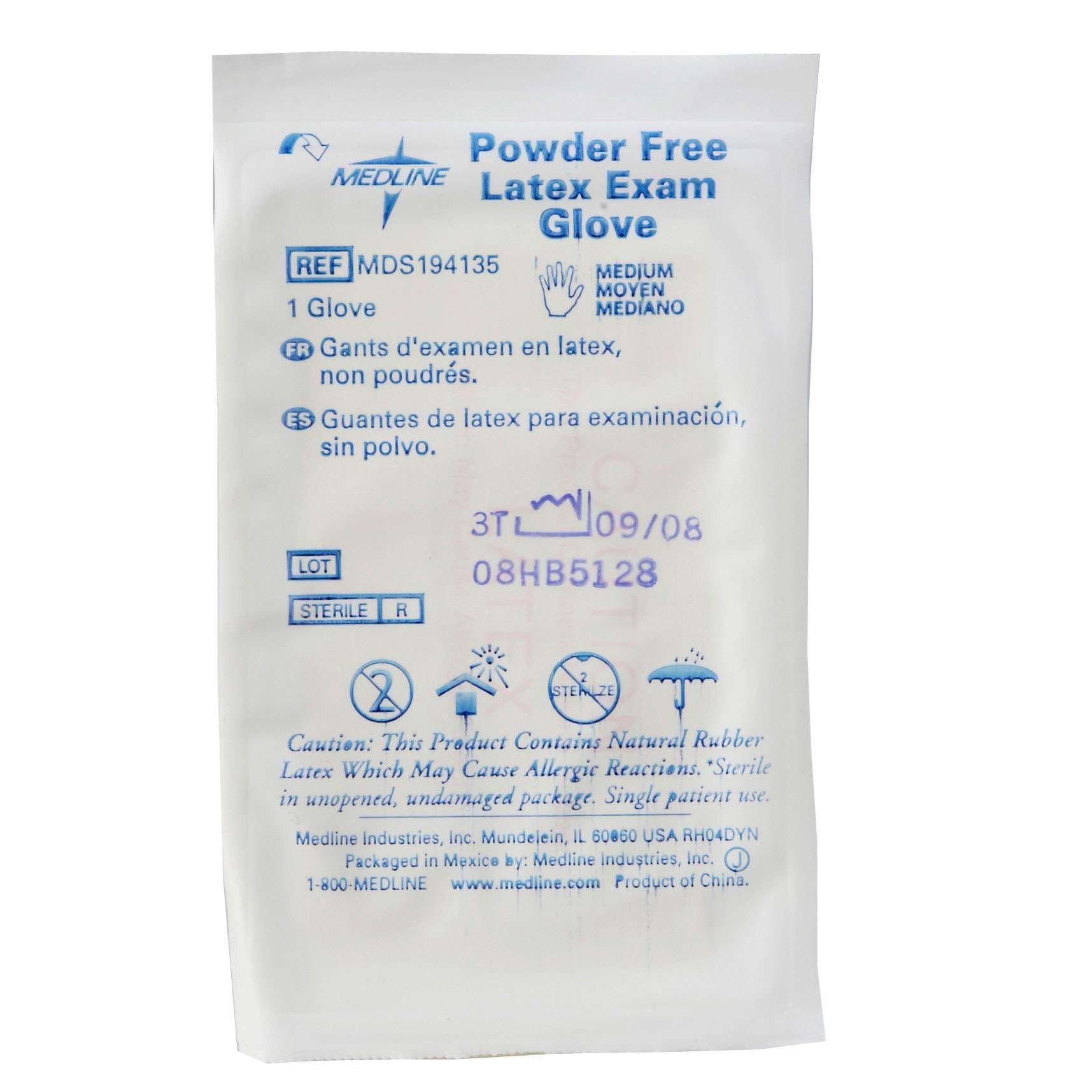 Medline Sterile Powder-Free Latex Exam Gloves, Single - Image 2