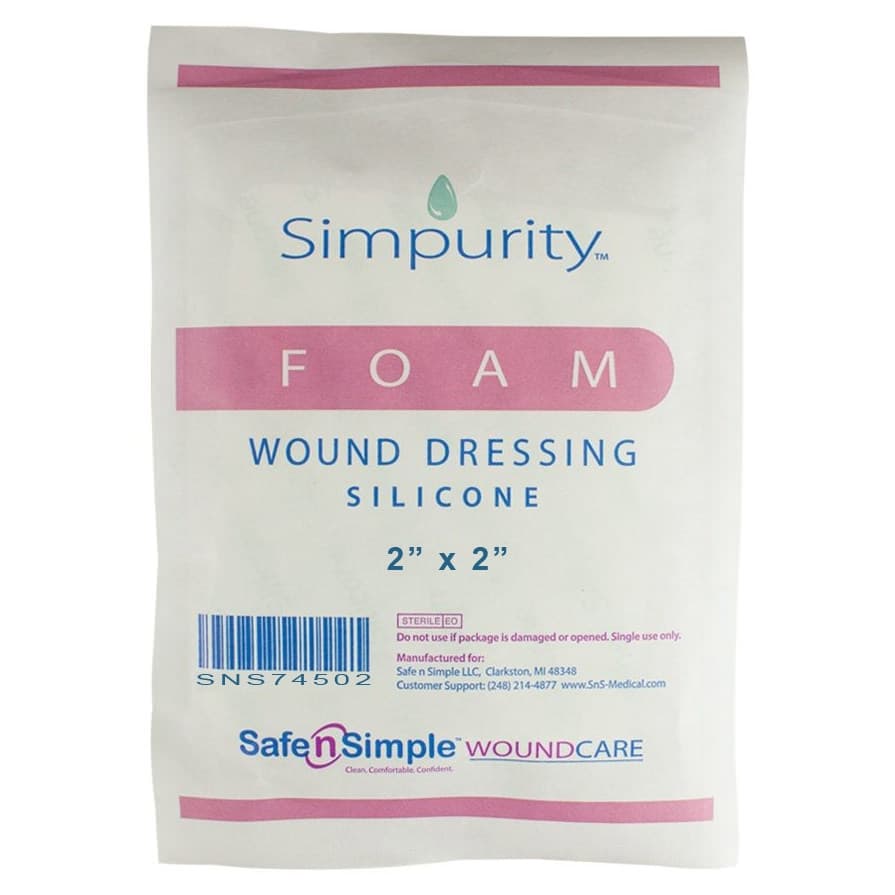 Simpurity Non Bordered Silicone Foam Dressing, 2 x 2 Inch - Each - Image 1