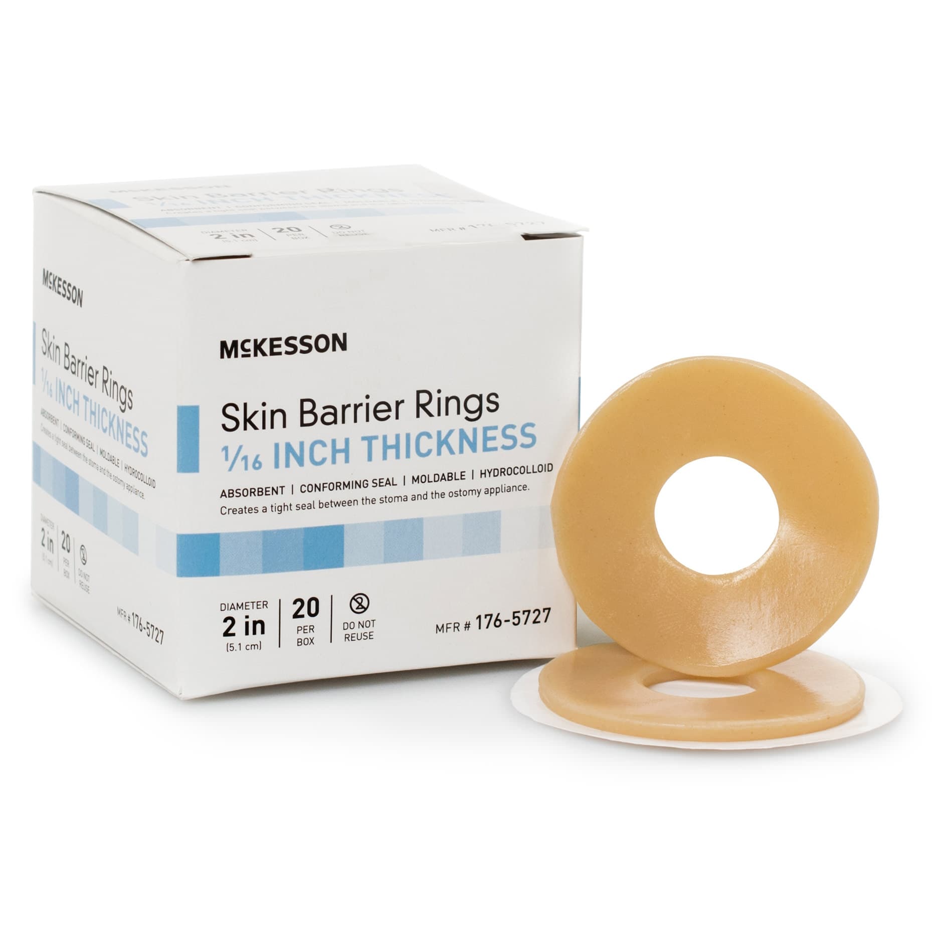 McKesson Skin Barrier Ring Adhesive without Tape Hydrocolloid Round Shape Moldable, Standard Wear - Image 1
