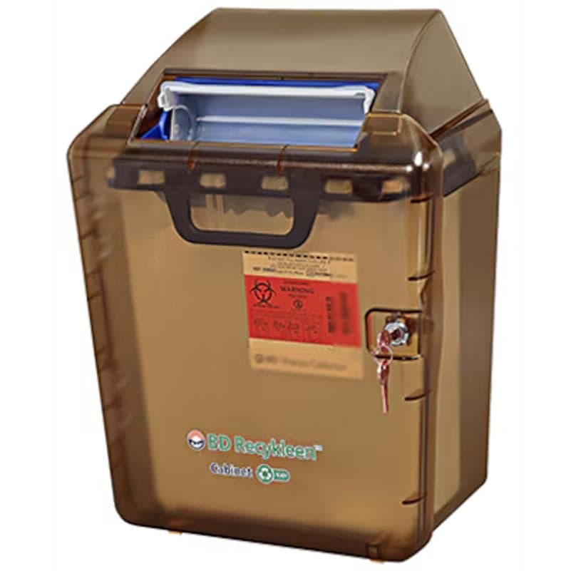 BD Recykleen Locking Wall Cabinet with Shield for 2/3 gallon containers, Brown - Each - Image 1