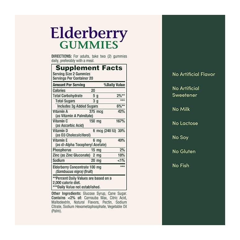 Nature's Bounty Elderberry Gummies - Bottle of 40 - Image 2