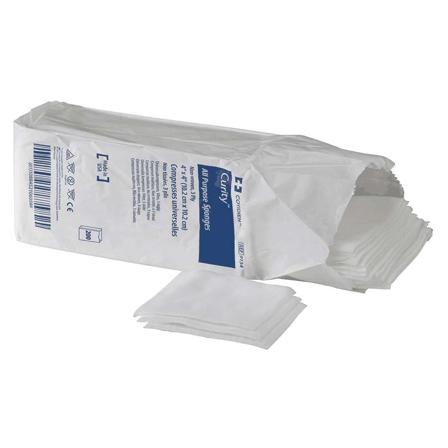 Curity All Purpose Non-woven Sponges, 3 Ply, 4 x 4 Inch - Bag of 200 - Image 1