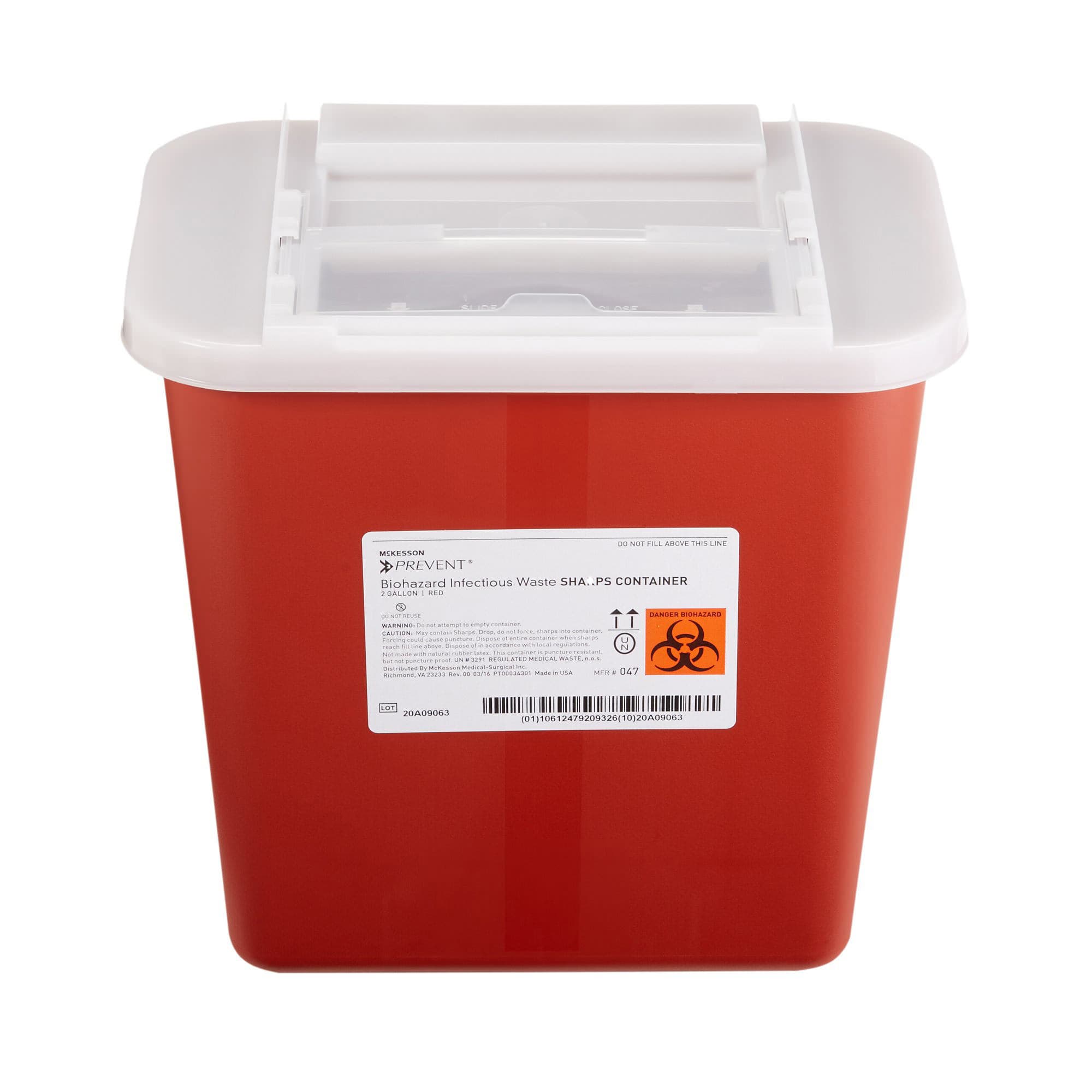 McKesson Prevent Biohazard Infectious Waste Sharps Containers, Horizontal Entry - Image 1