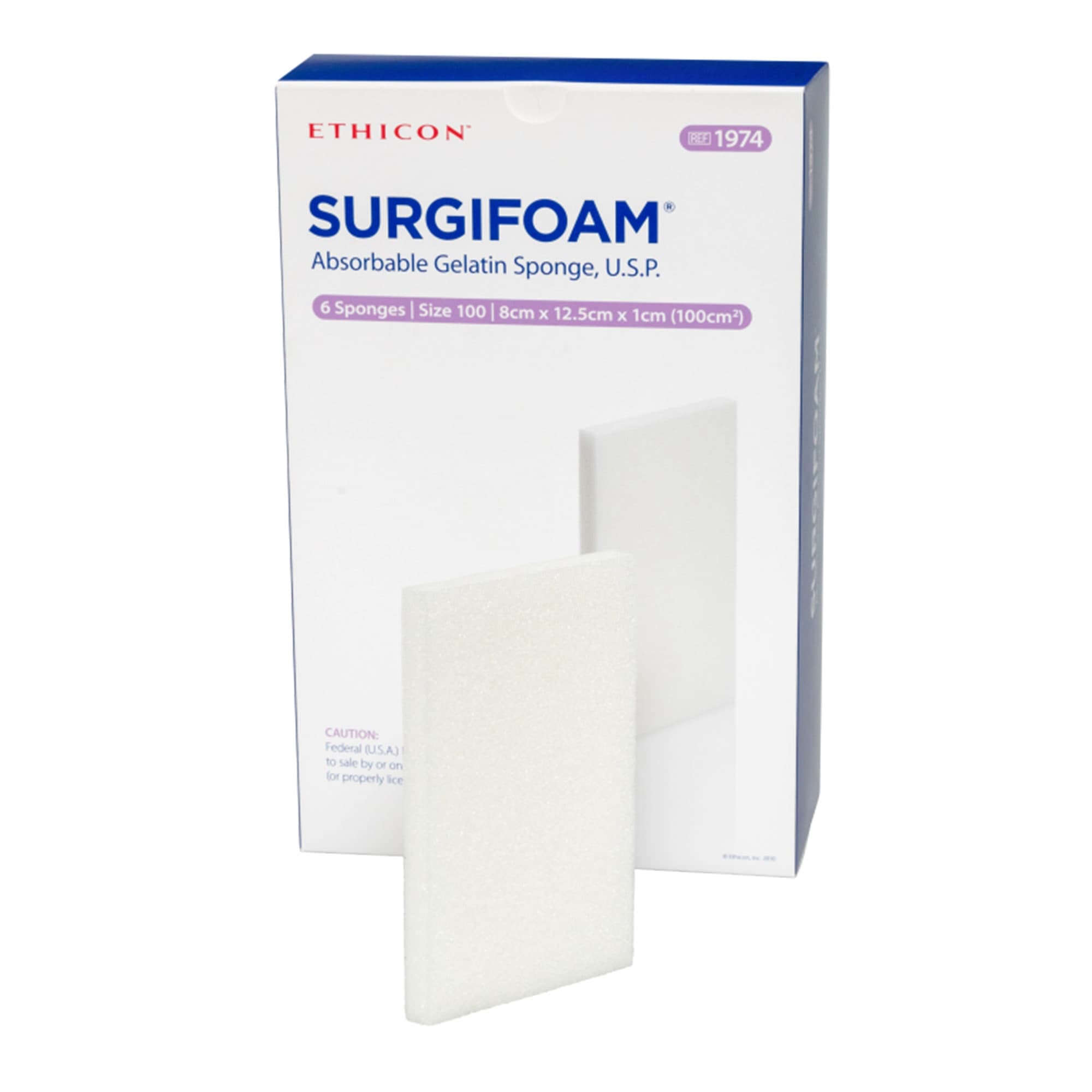 Surgifoam Absorbable Gelatin Sponge, 8 cm x 12.5 cm x 10 mm - Box of 6 - Image 1