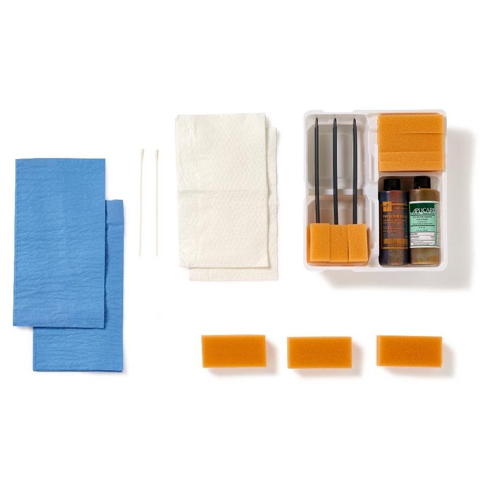 Medline Wet Skin Scrub Tray with 4 Compartments - Image 1