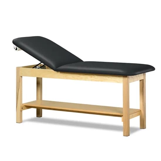 Clinton Classic Express Treatment Table with Adjustable Back and Full Shelf, Black, 27" W x 72" L x 31" H - Image 1