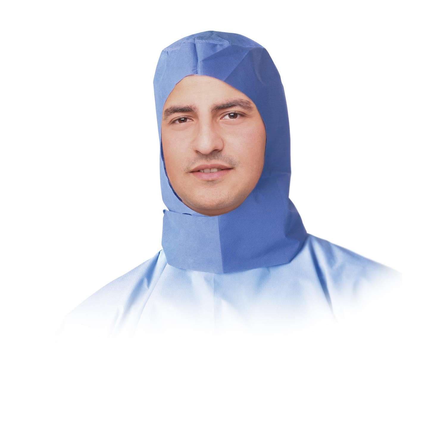 Medline Multilayer Surgeon's Hood with Under-Chin Tie, Blue, Size Regular - Case of 300 - Image 1