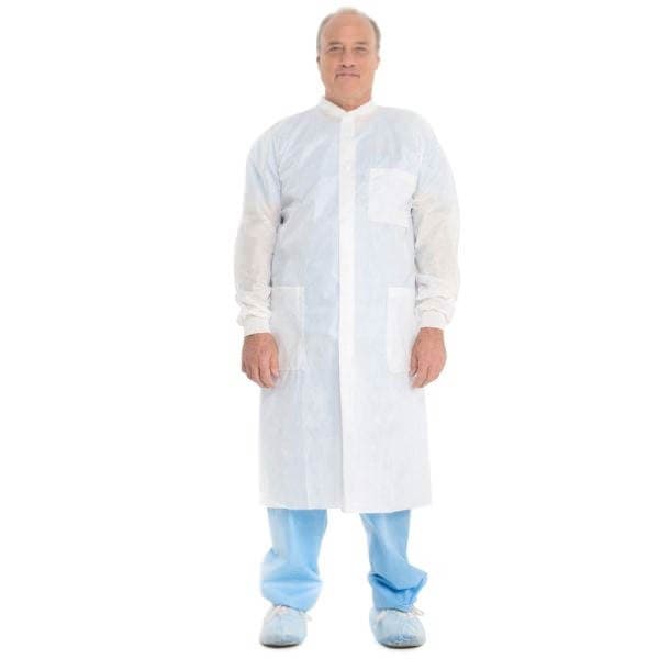 Halyard Basic Plus Lab Coat, Blue, Medium - Case of 25 - Image 1