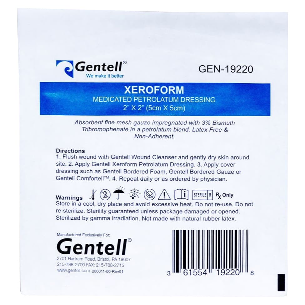 Gentell XeroForm Medicated Petrolatum Dressing, 2 x 2 Inch - Each - Image 1