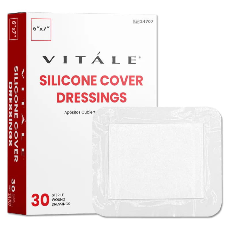 Vitale Silicone Cover Dressings, 6 x 7 Inch - Box of 30 - Image 1