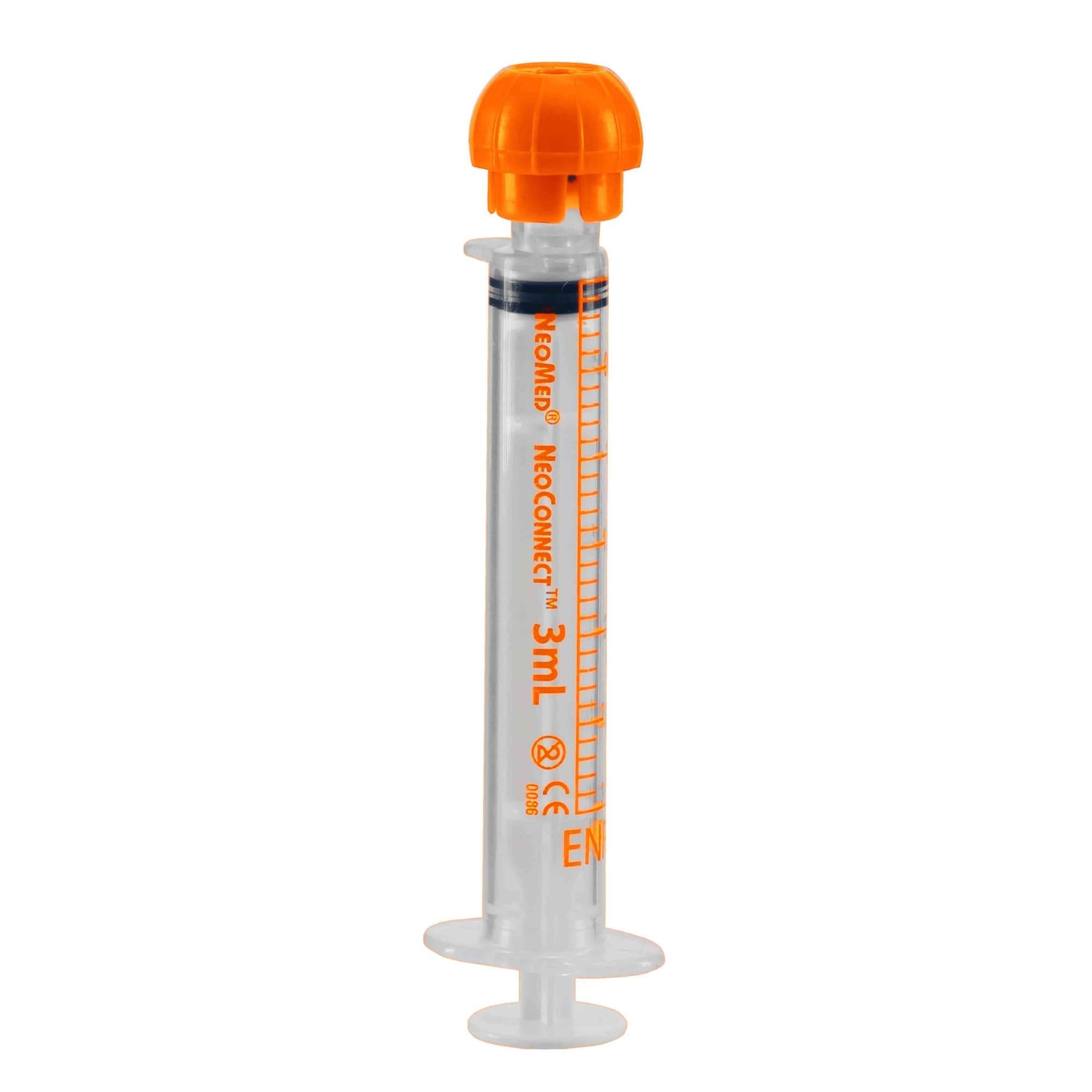 NeoConnect Enteral Oral Syringes with ENFit Connector, 3 mL, Orange Markings - Case of 200 - Image 1