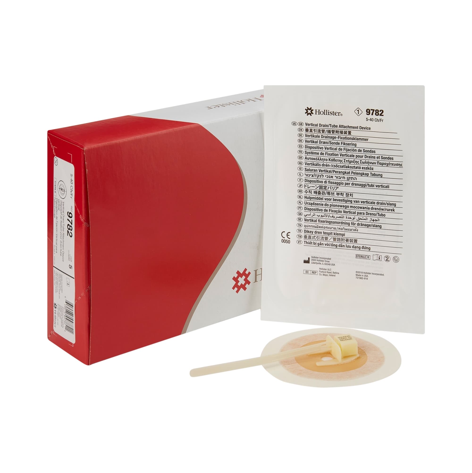 Hollister Vertical Drain Tube Self-Adhesive Attachment Device, Fits 5 to 40 Fr Tubes - Each - Image 1