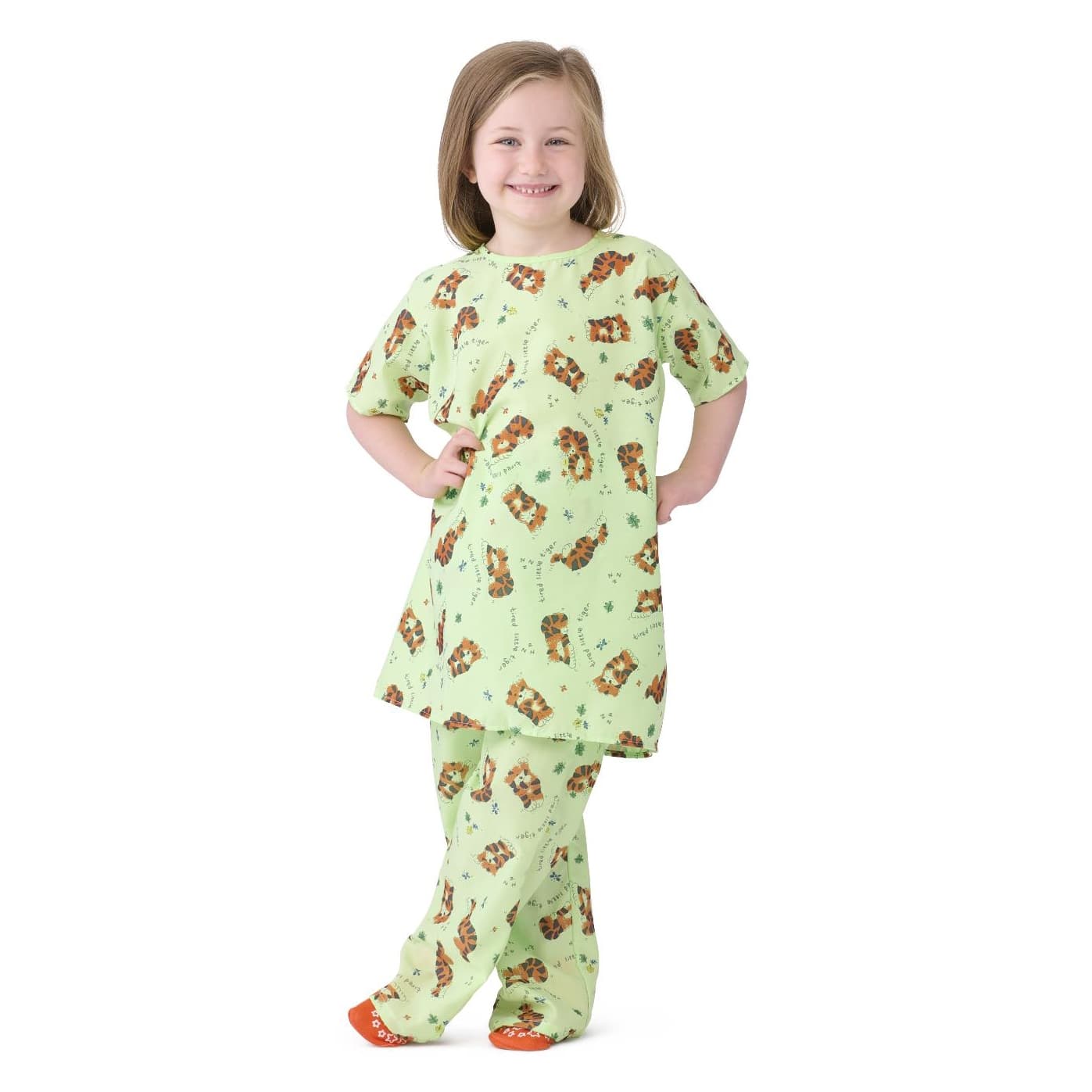 Medline Tie-Closure Pediatric Patient Gown Tired Tiger Print - Image 3