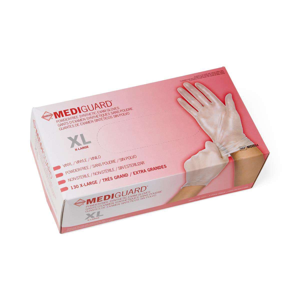 MediGuard Powder-Free Clear Vinyl Exam Gloves, Extra Large - Box of 130 - Image 1