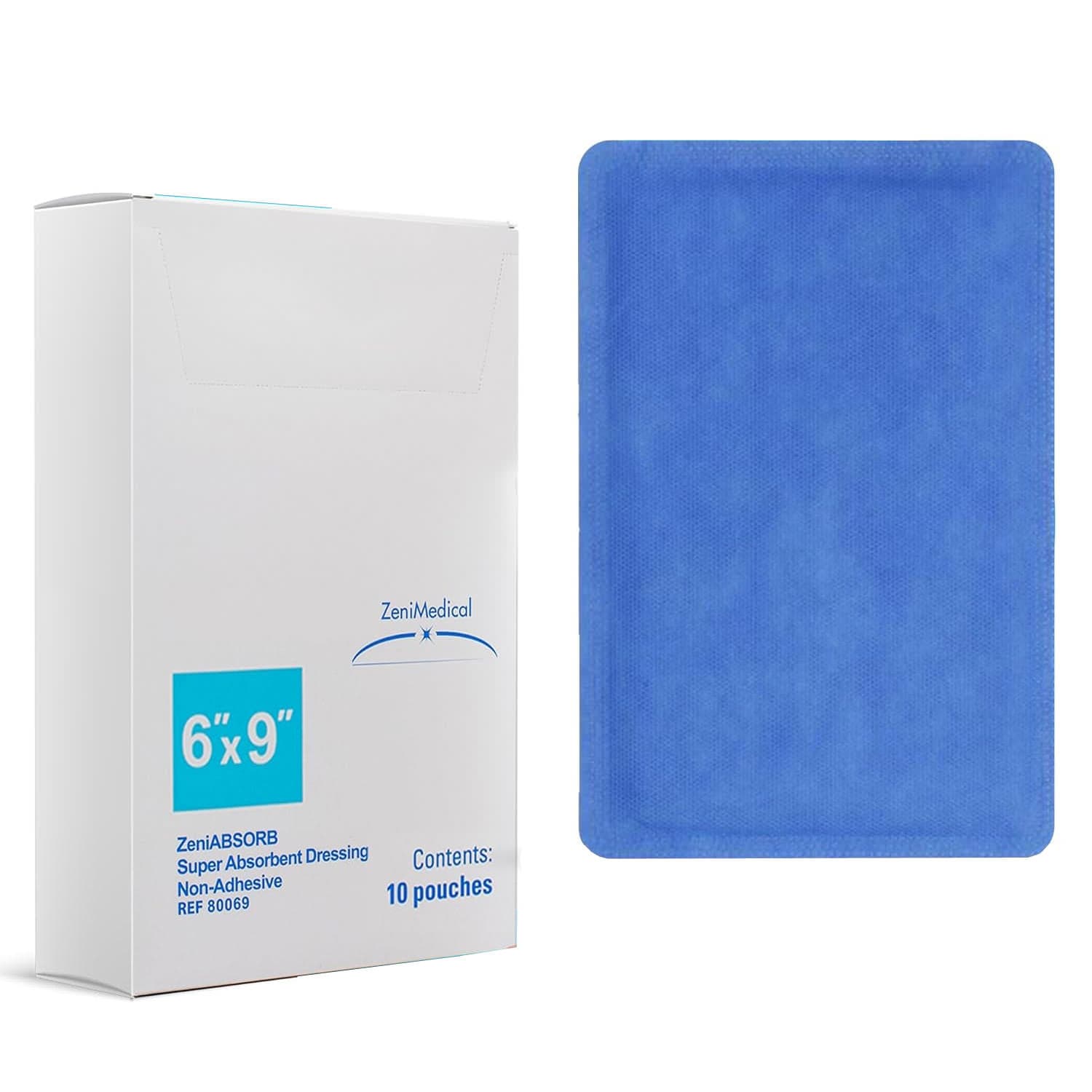ZeniAbsorb Non-Adhesive Super Absorbant Foam Dressing, 6 x 9 Inch - Box of 10 - Image 1