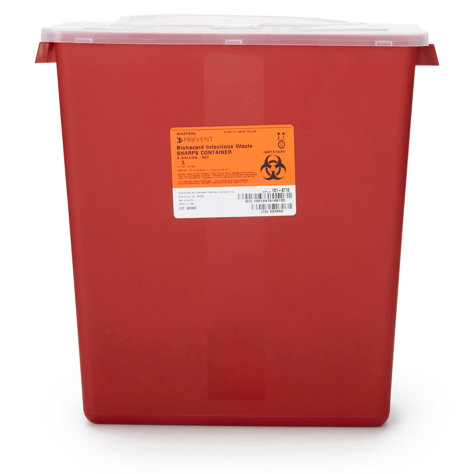 McKesson Sharps Container, 13-1/2 H x 12-1/2 W x 6 D Inch - Case of 12 - Image 1