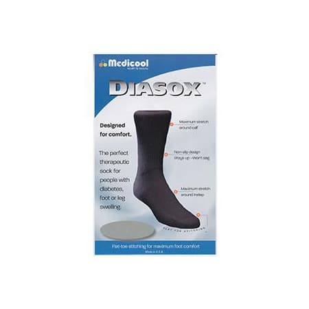 Medicool Diasox Diabetes Socks Medium, Black - Image 1
