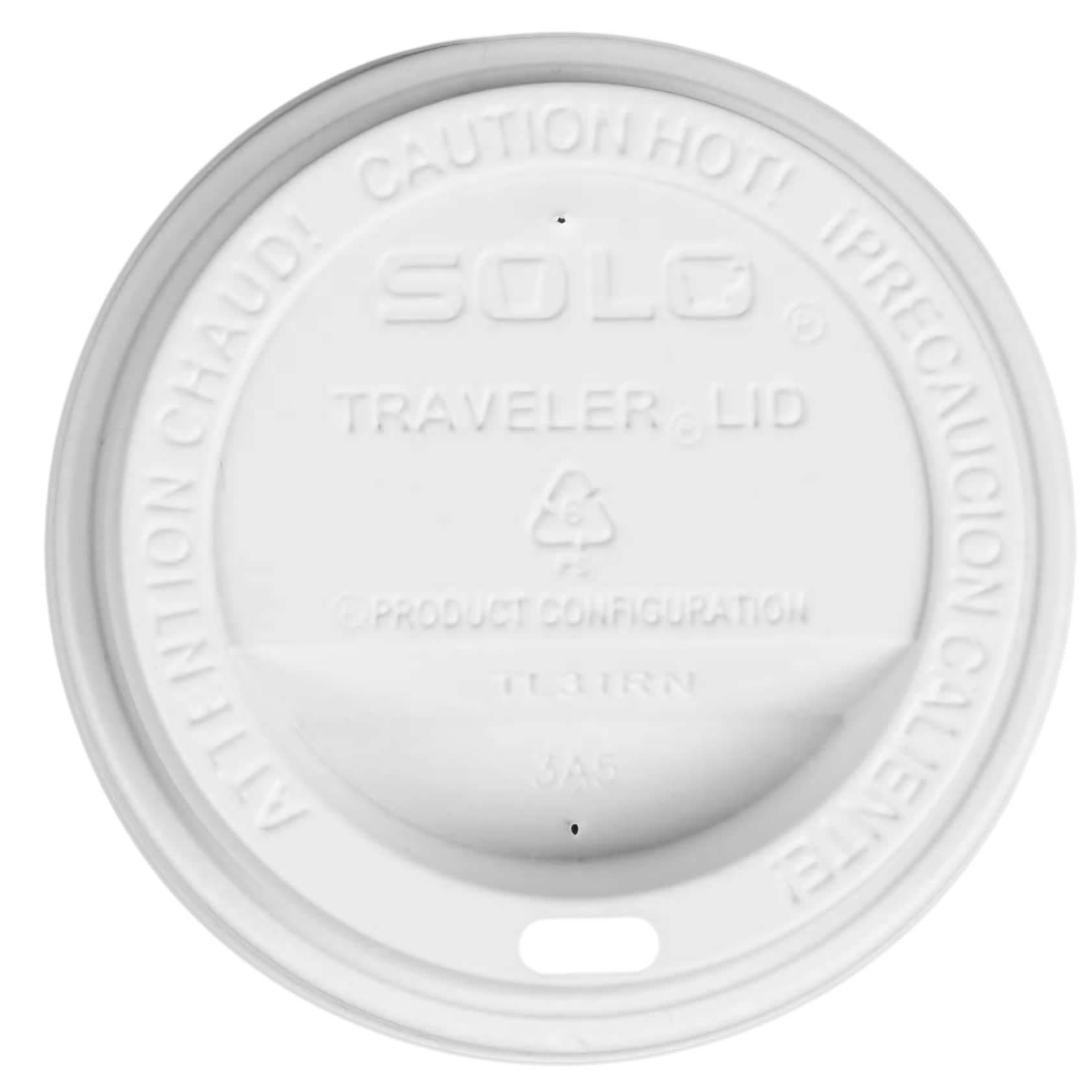 Traveler Disposable Dome Lid 10 oz, White Polystyrene - Sleeve of 100 - Image 1